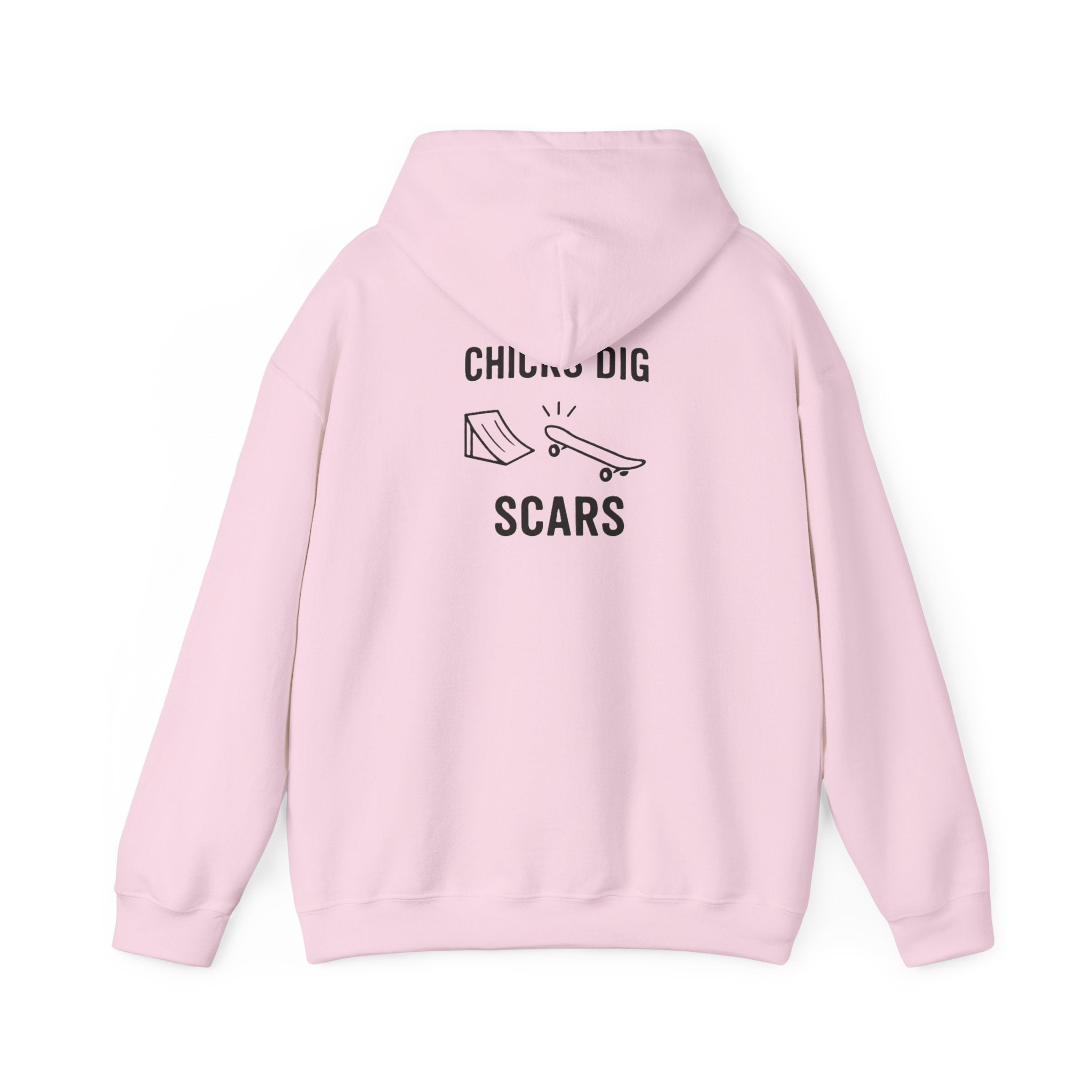 'Gen X Chicks Dig Scars Skateboard' Chic Streetwear Hoodie, Unisex Heavy Blend Sweatshirt, Skateboard Fashion, Gift for Skate Enthusiasts, Casual Wear, Everyday Style