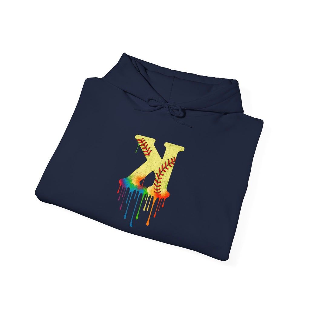 Softball Strikeout Drippy 2 Design Unisex Heavy Blend Hoodie, Perfect for Casual Wear, Street Style, Gifts, Festivals, Cozy Comfort
