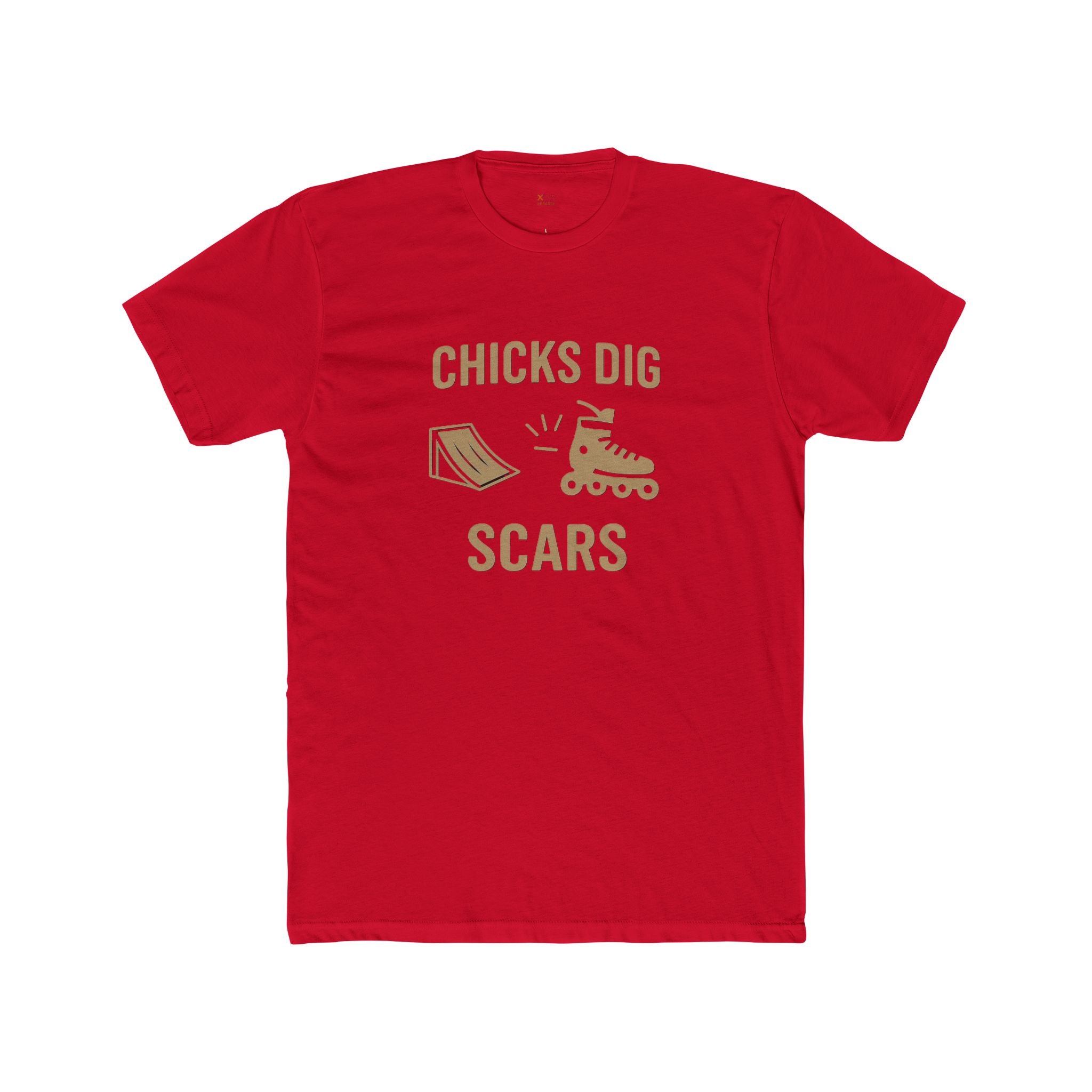 'Chicks Dig Scars Rollerblades' Unisex Cotton Crew Tee, Fun Graphic Tee, Roller Derby Shirt, Gift for Skaters, Casualwear, Quirky Humor Tee
