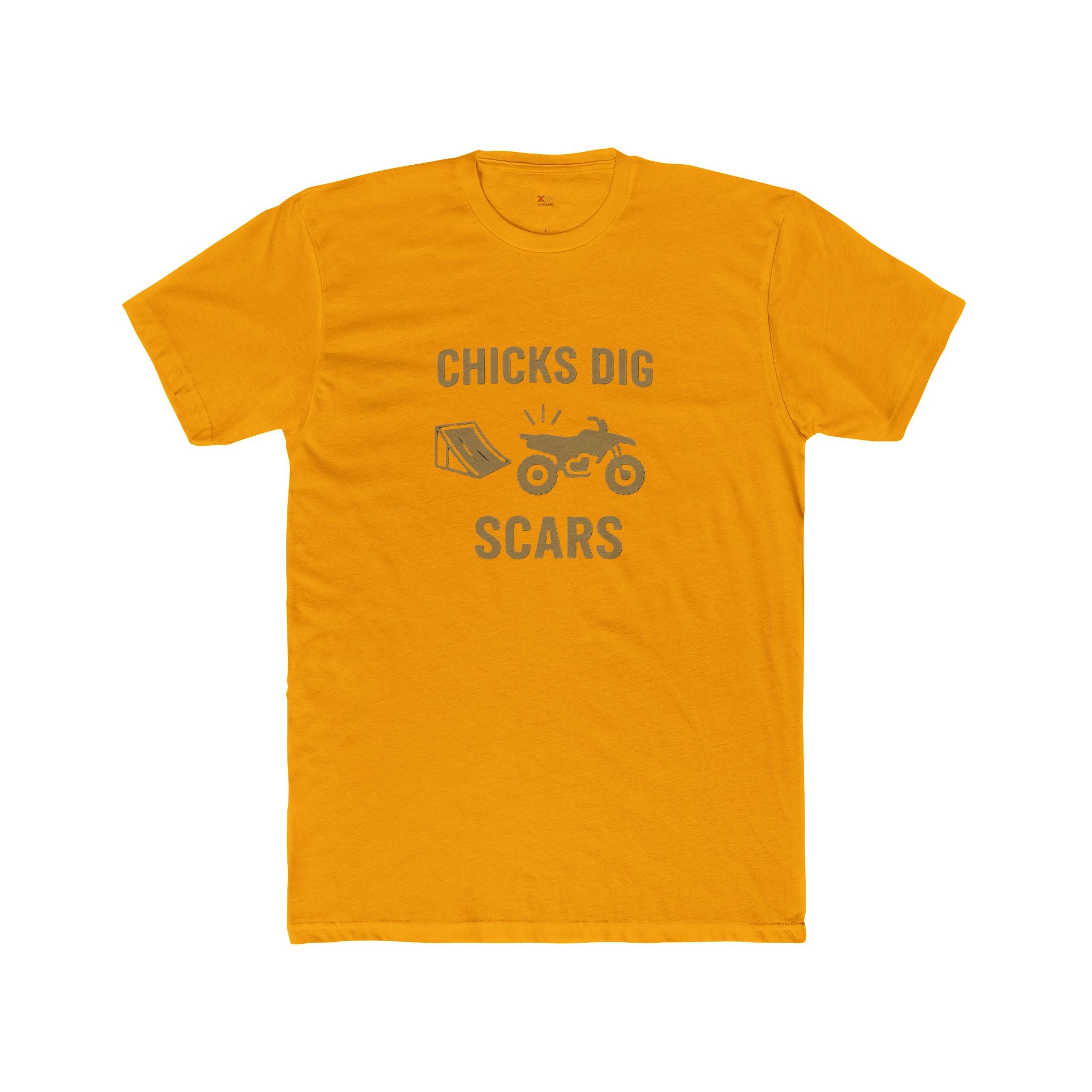 'Chicks Dig Scars Four-Wheeler' Unisex Cotton Crew Tee, Funny Graphic Shirt, Men's Gift Idea, Outdoor Adventure, Casual Wear, Motorcycle Lovers Tee