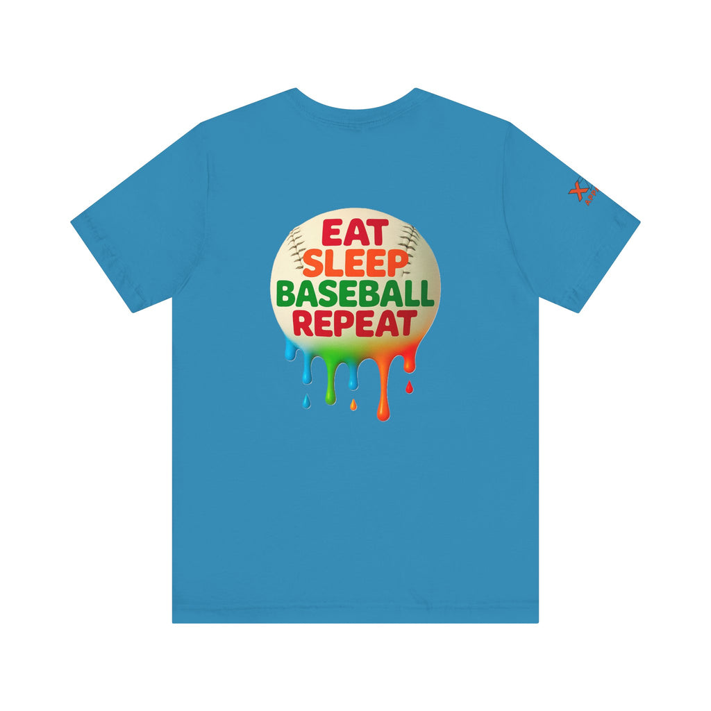 Eat Sleep Baseball Repeat Drippy Design, Unisex Sports Shirt, Gift for Baseball Fans, Summer Graphic Tee, Fun Sportswear