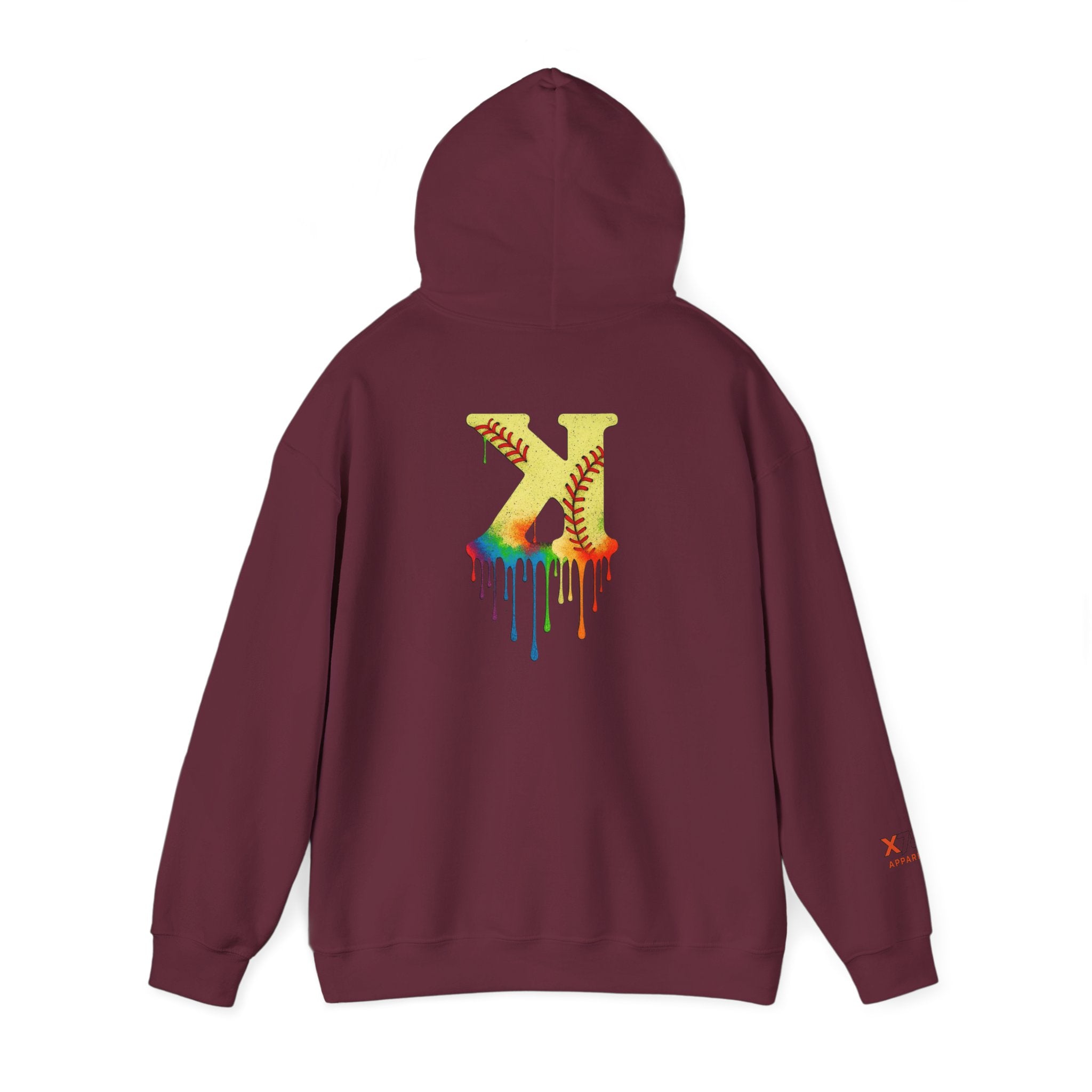 Softball Strikeout Drippy Paint Hoodie, Unisex Sweatshirt, Artistic Gift, Streetwear Style, Comfortable Casual Wear, Unique Hooded Top