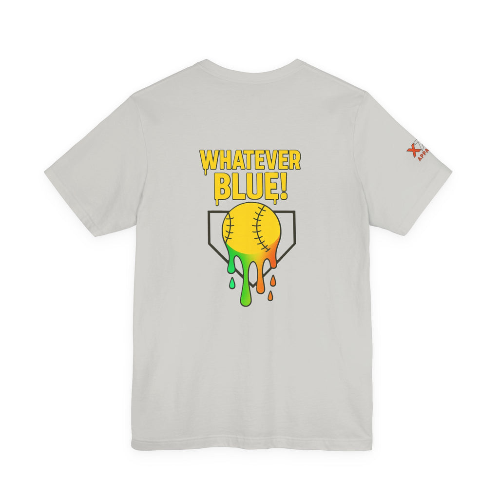 Whatever Blue Drippy Softball Colorful Graphic Tee, Fun Unisex T-Shirt, Playful Softball Shirt, Summer Vibe Outfit, Perfect Gift for Sports Lovers
