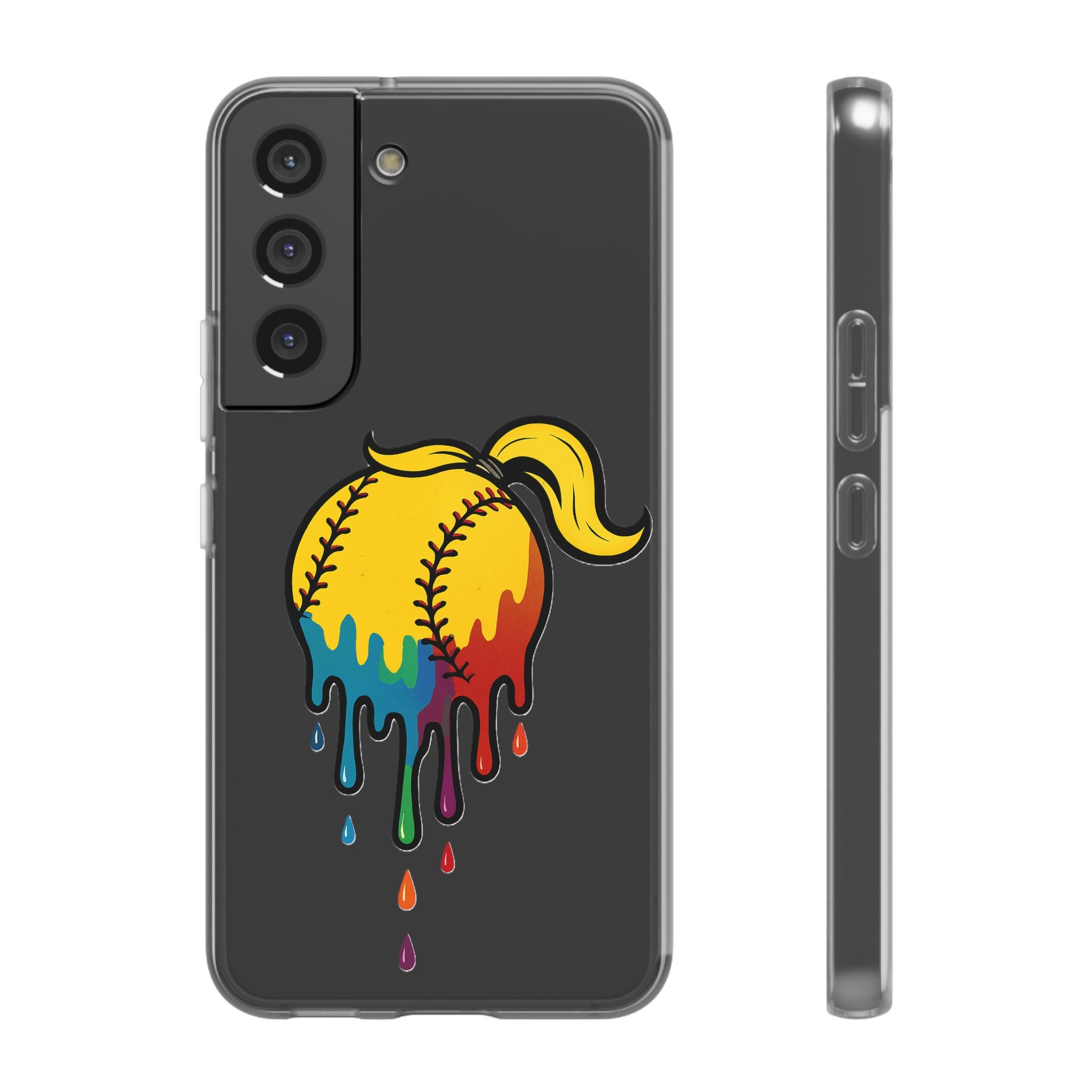 'Drippy' Colorful Baseball Flexi Case, Phone Cover for Softball Lovers, Sporty Gift for Athletes, Fun Accessory for Teens, Vibrant Custom Phone Shell