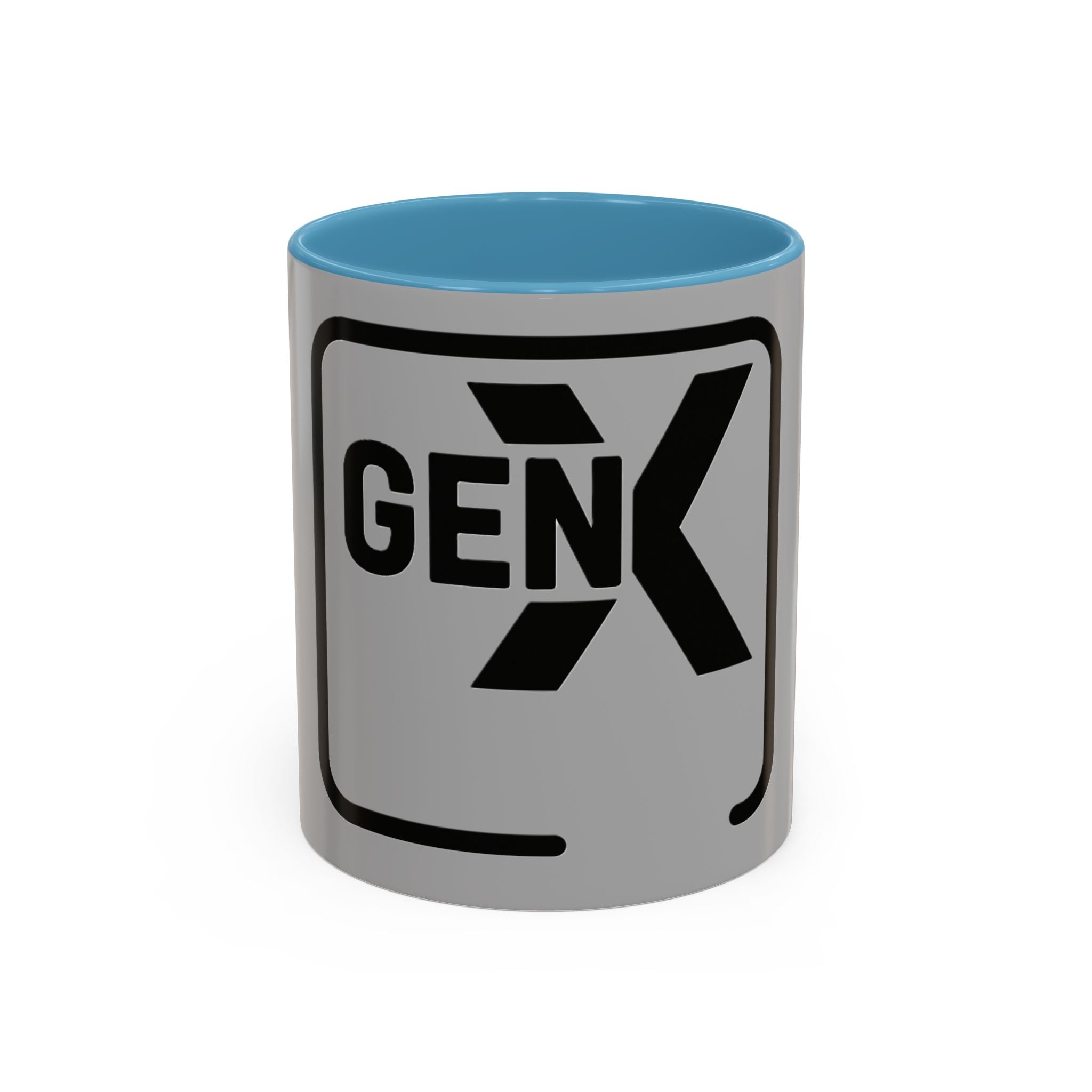 'Gen X' Accent Coffee Mug - Trendy Gift for Retro Lovers, Black and Gray Mug for Home Office, Vintage Style, Coffee Lover's Gift