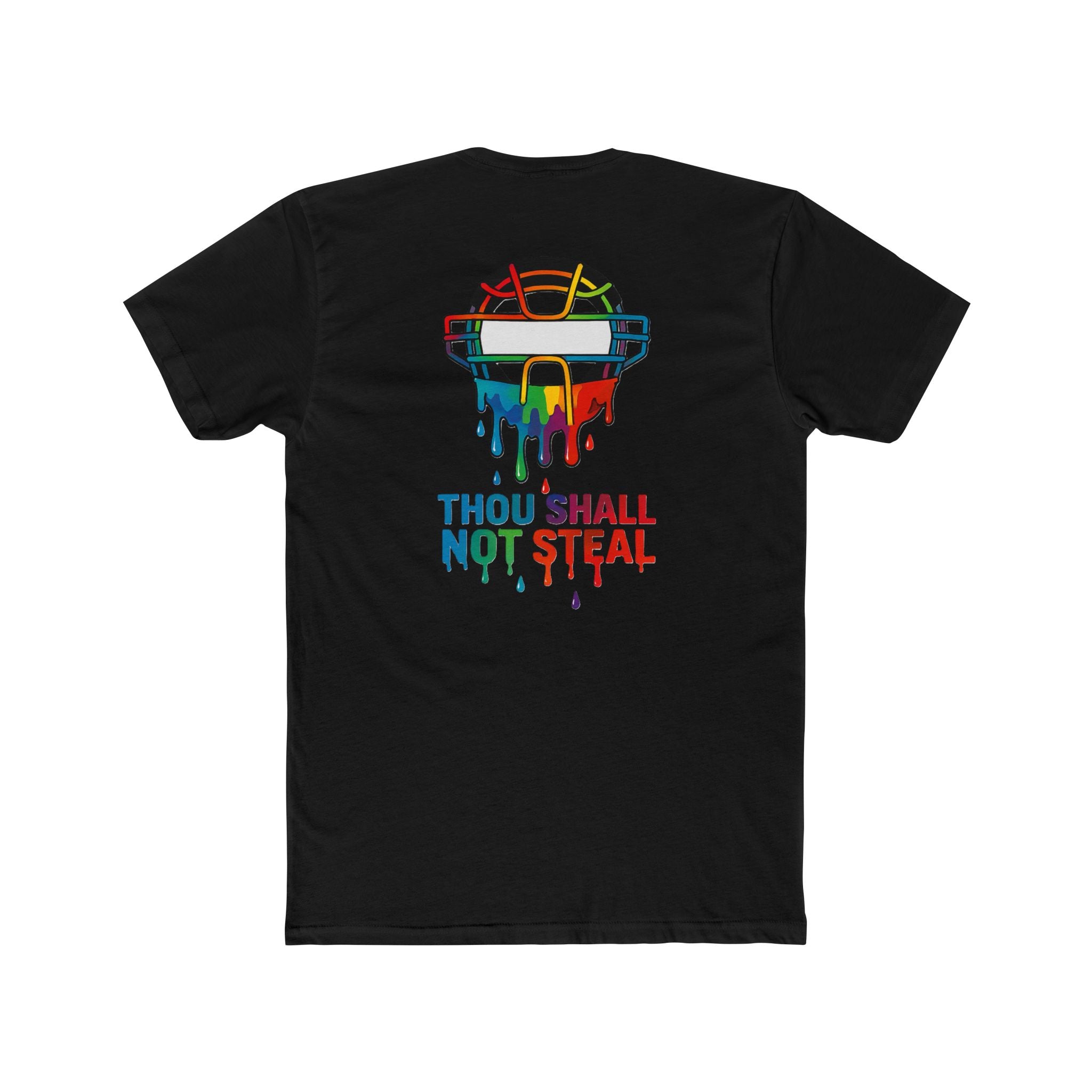 'Drippy Thou Shall Not Steel' Colorful Graphic Tee, Unisex Cotton Crew, Fun Statement Shirt, Comfortable Casual Wear, Sports Theme Tee, Gift Idea for All
