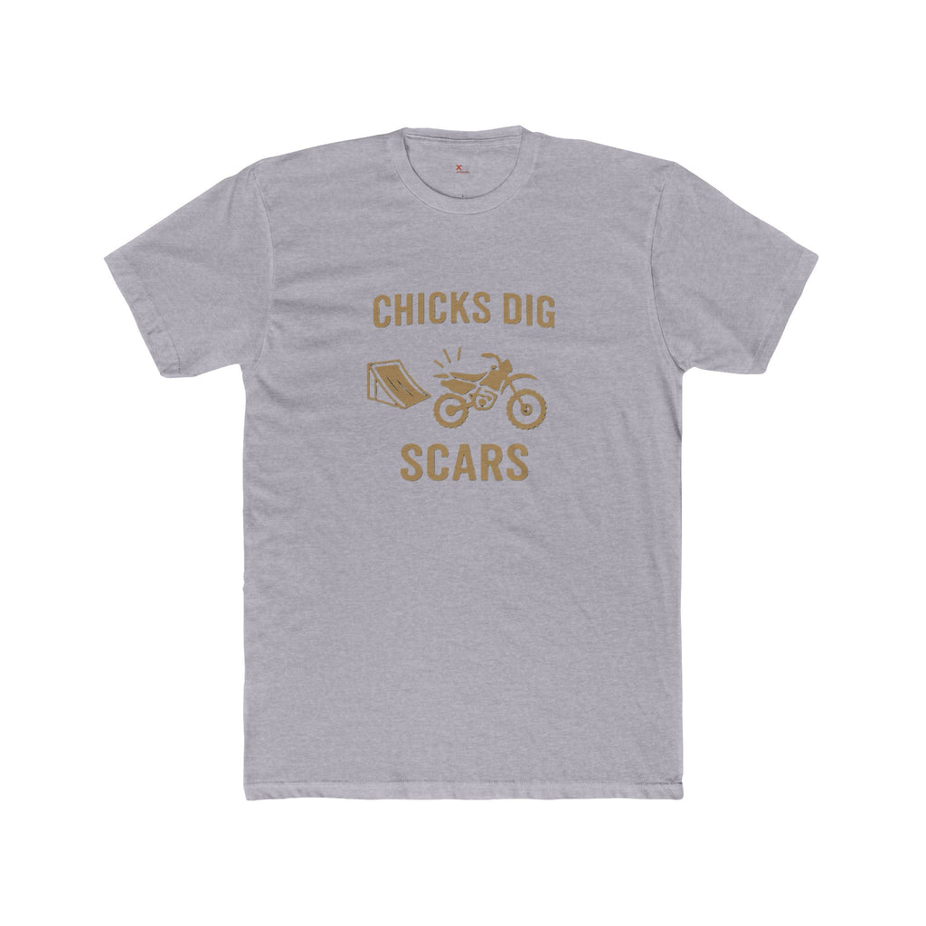 'Chicks Dig Scars Dirt Bike' Unisex Crew Tee, Graphic T-Shirt, Casual Wear, Birthday Gift, Motorcycle Lover Shirt