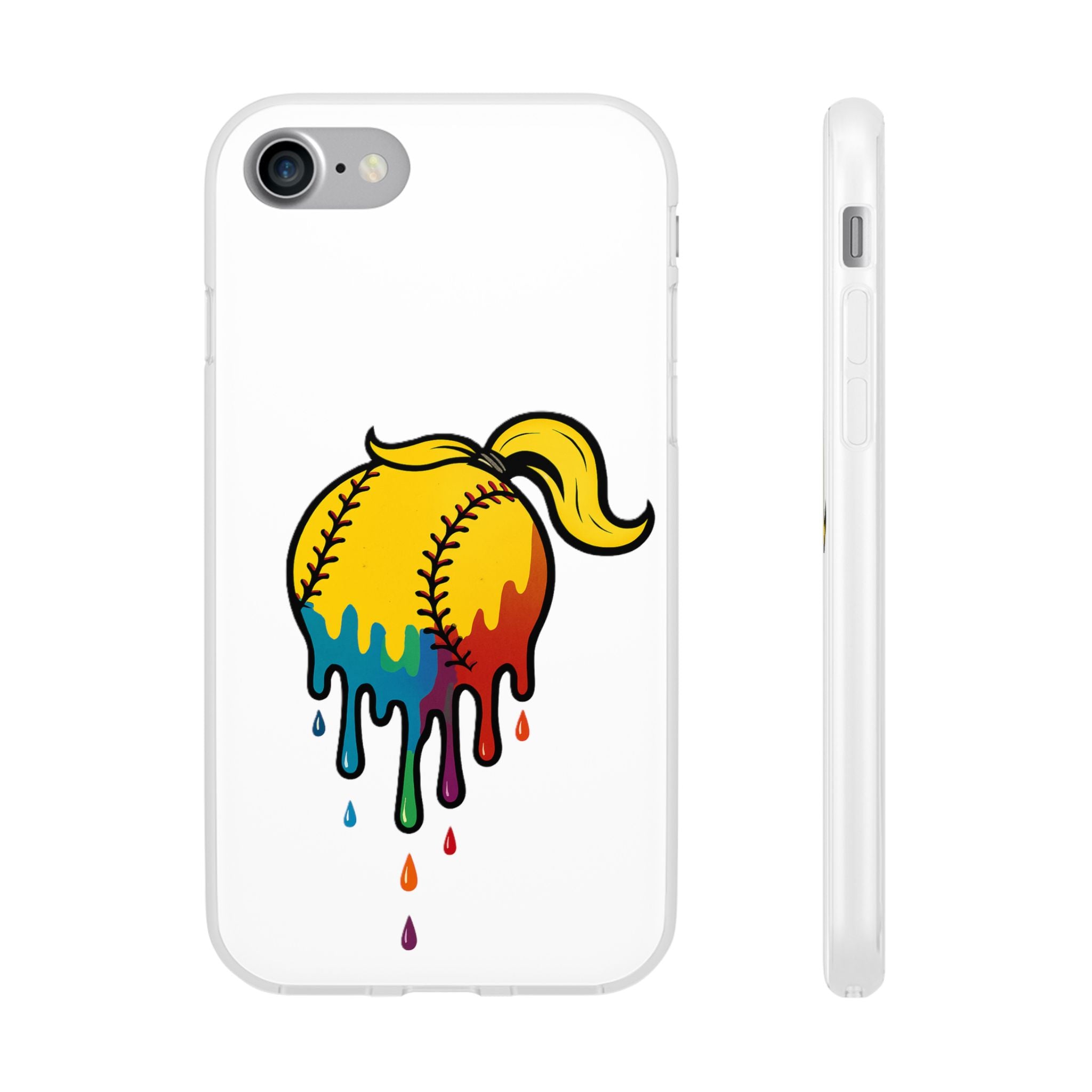 'Drippy' Colorful Baseball Flexi Case, Phone Cover for Softball Lovers, Sporty Gift for Athletes, Fun Accessory for Teens, Vibrant Custom Phone Shell
