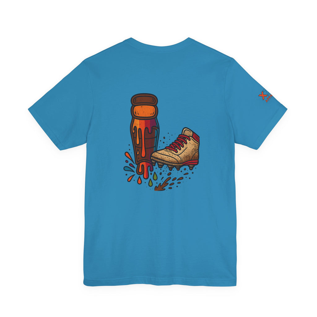 Kicking dirt on Blue Graffiti-Inspired Unisex Tee - Street Style, Casual Wear, Art Lovers, Hip-Hop Fashion, Summer Vibes