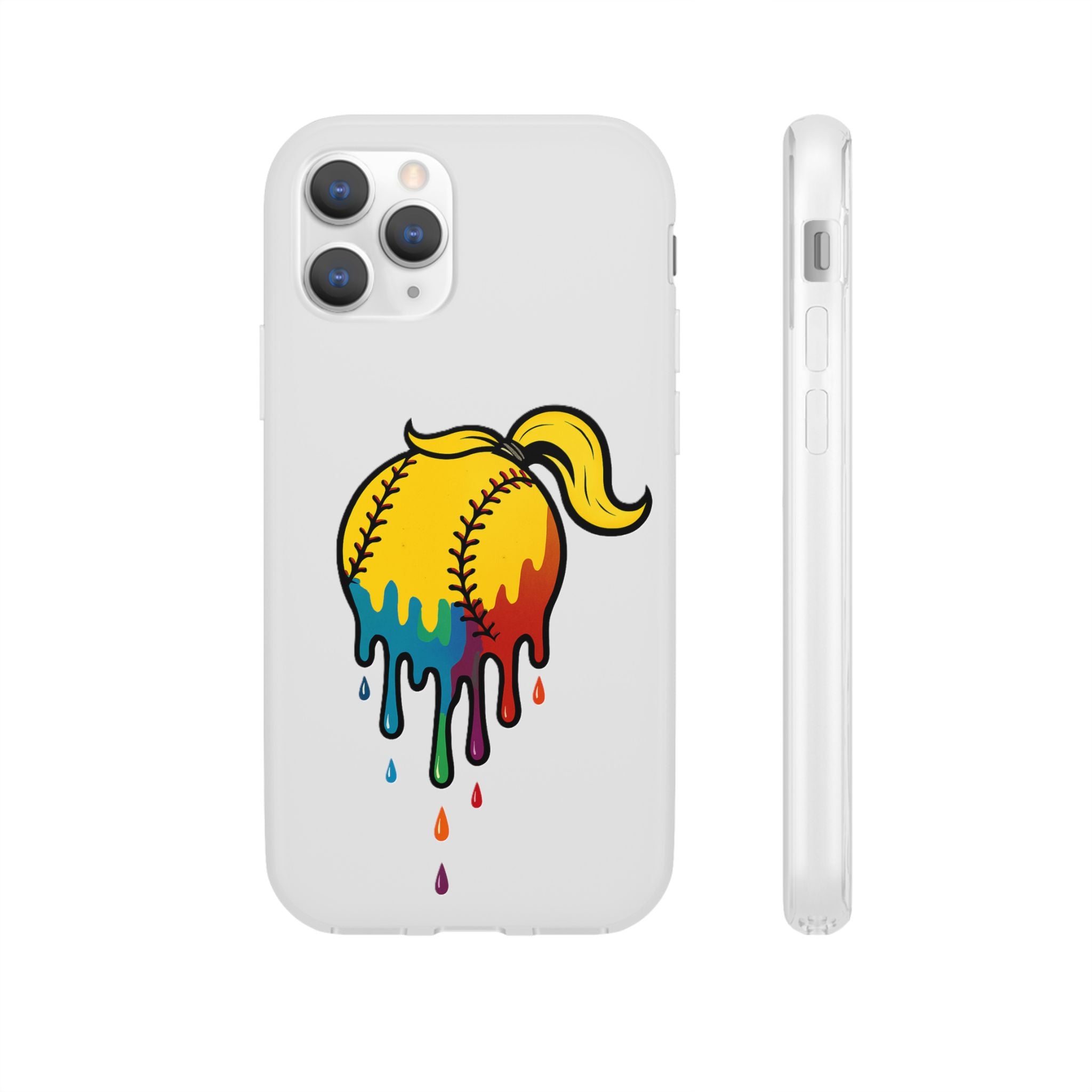 'Drippy' Colorful Baseball Flexi Case, Phone Cover for Softball Lovers, Sporty Gift for Athletes, Fun Accessory for Teens, Vibrant Custom Phone Shell