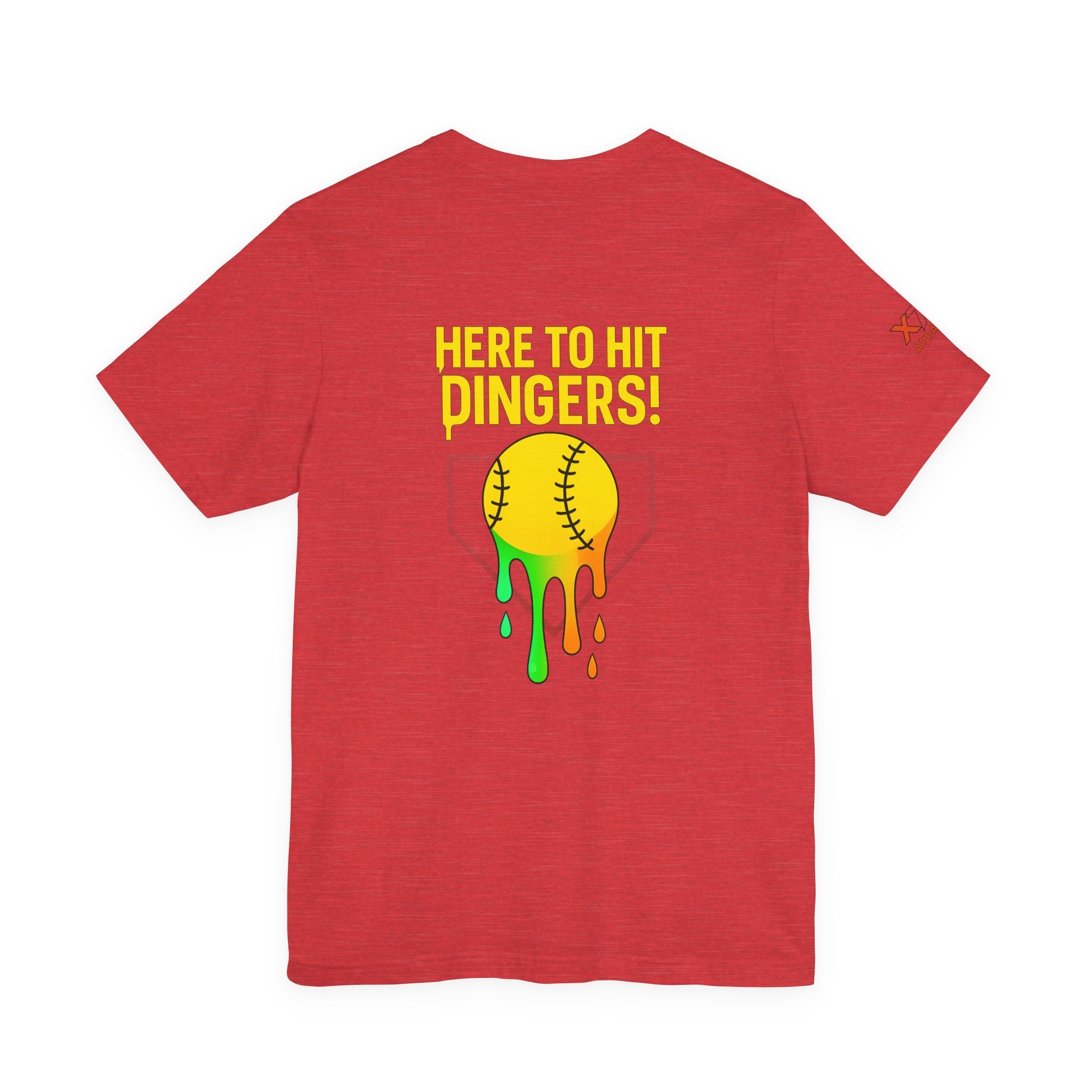 Here to Hit Dingers Drippy Playful Sports Shirt for Athletes, Gifts for Softball Lovers, Team Apparel