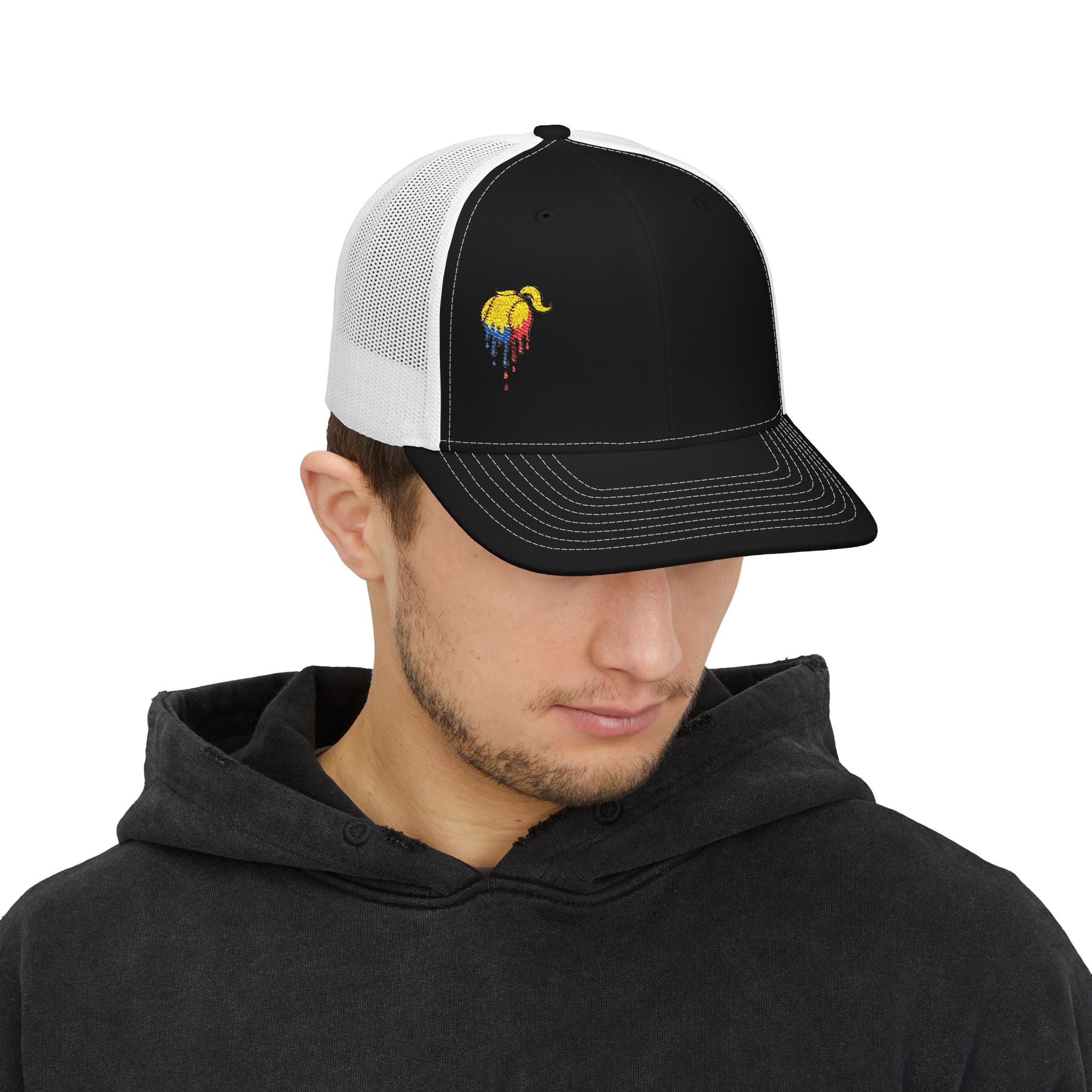 'Drippy' Colorful Elephant Embroidered Snapback Trucker Cap, Festival Hat, Gift for Animal Lovers, Summer Accessory, Casual Style