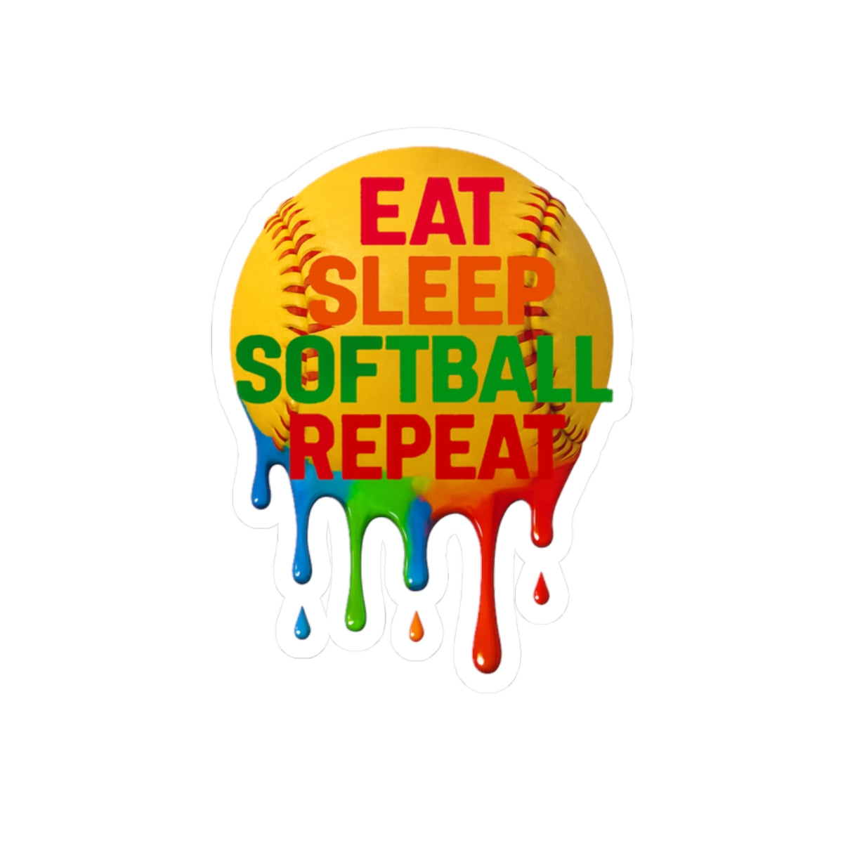 Drippy Eat Sleep Softball Repeat Sticker