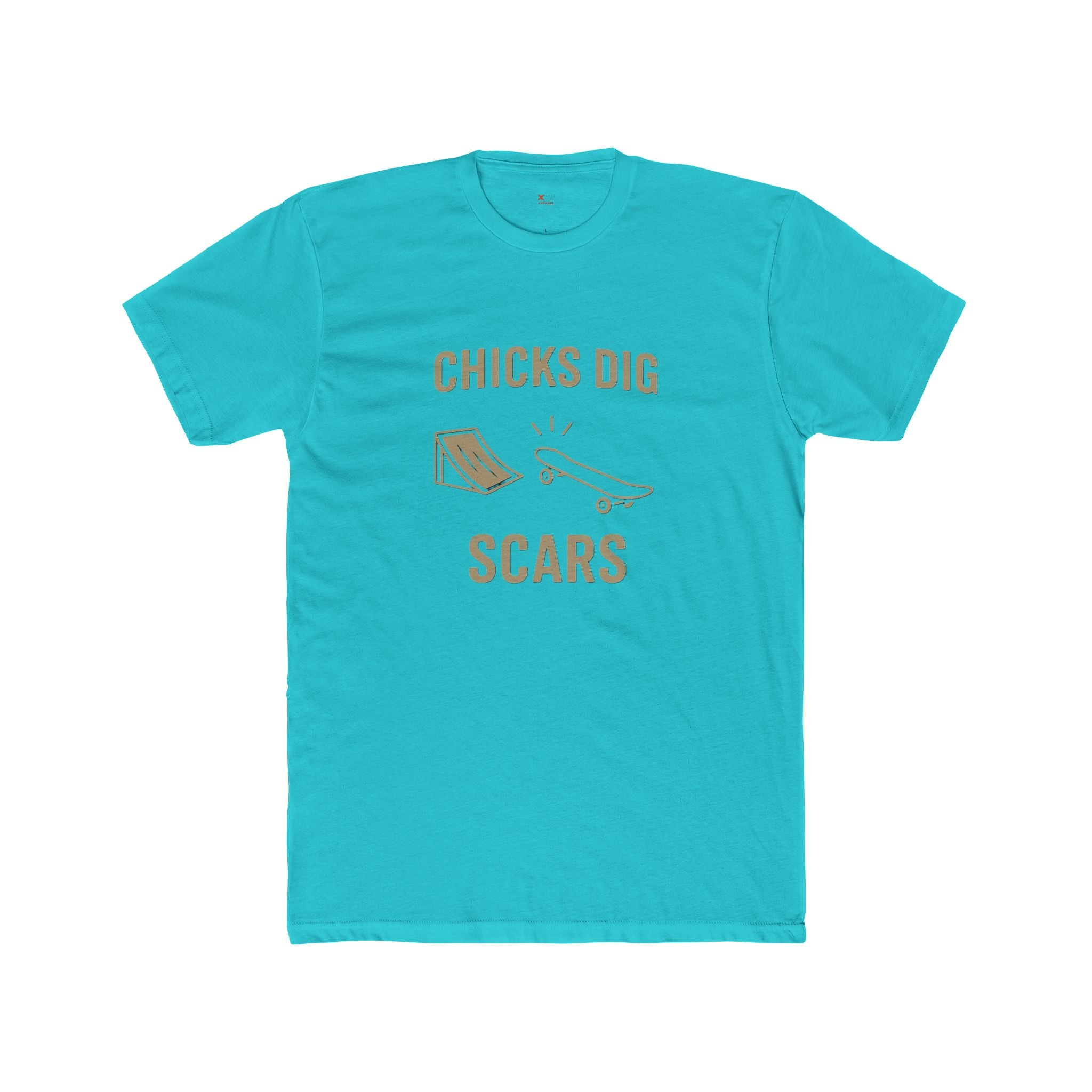 'Chicks Dig Scars Skateboard' Humor Tee, Chicks Dig Scars Graphic Shirt, Unisex Cotton Crew T-Shirt, Casual Everyday Wear, Gift for Skaters, Trendy Streetwear