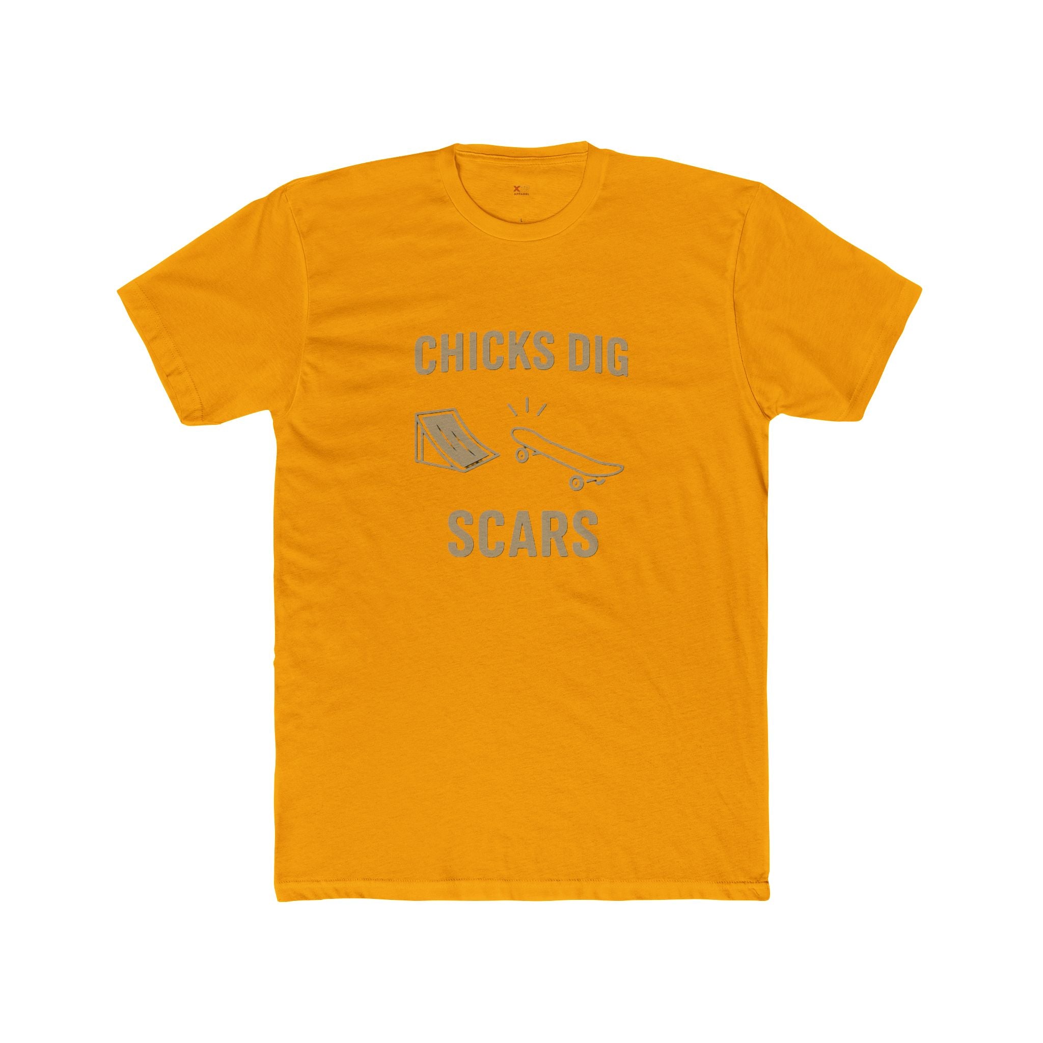 'Chicks Dig Scars Skateboard' Humor Tee, Chicks Dig Scars Graphic Shirt, Unisex Cotton Crew T-Shirt, Casual Everyday Wear, Gift for Skaters, Trendy Streetwear