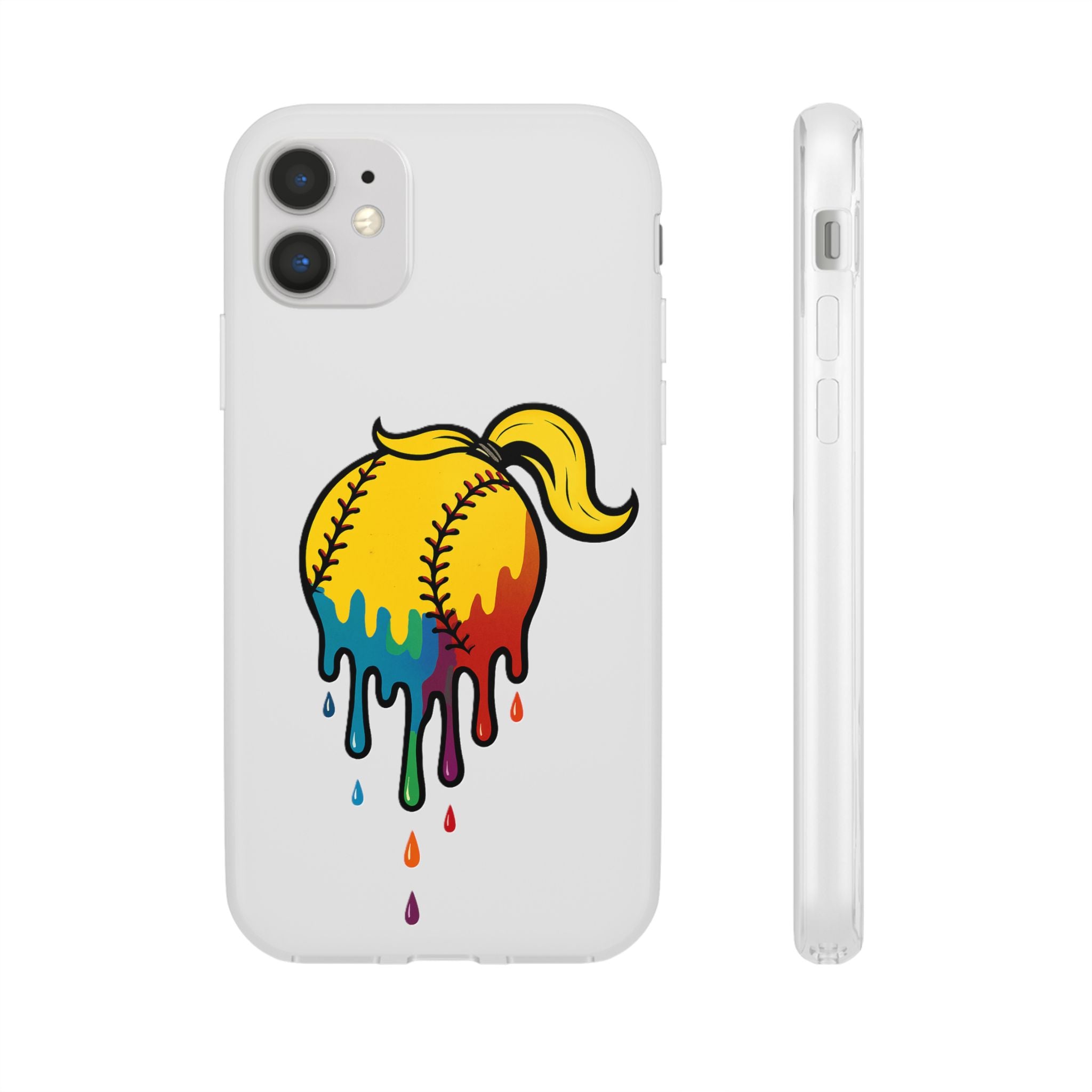 'Drippy' Colorful Baseball Flexi Case, Phone Cover for Softball Lovers, Sporty Gift for Athletes, Fun Accessory for Teens, Vibrant Custom Phone Shell
