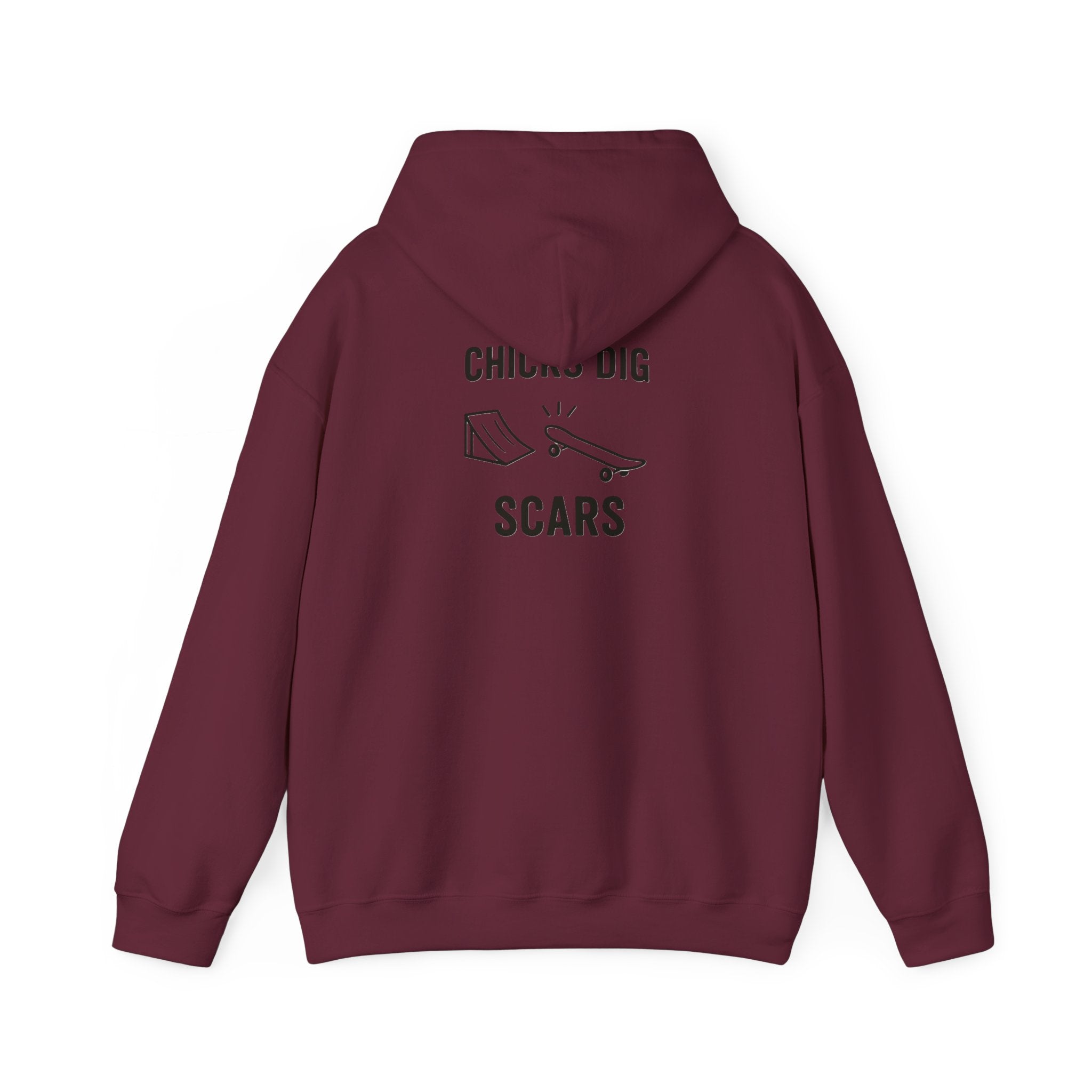 'Gen X Chicks Dig Scars Skateboard' Chic Streetwear Hoodie, Unisex Heavy Blend Sweatshirt, Skateboard Fashion, Gift for Skate Enthusiasts, Casual Wear, Everyday Style