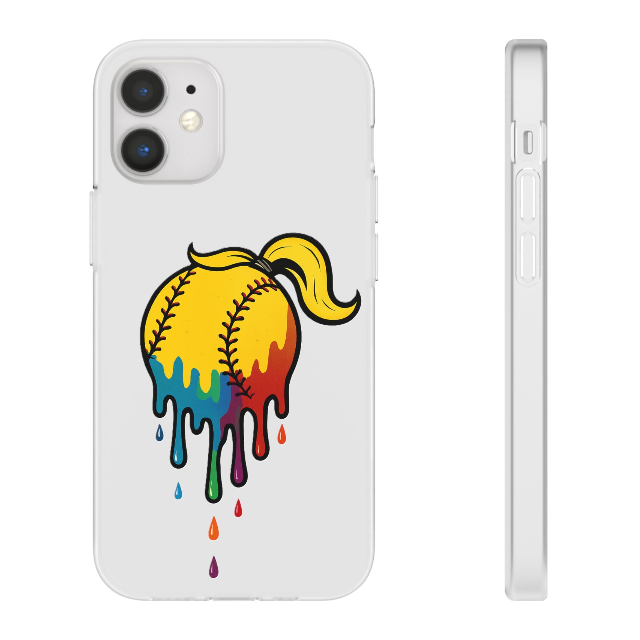 'Drippy' Colorful Baseball Flexi Case, Phone Cover for Softball Lovers, Sporty Gift for Athletes, Fun Accessory for Teens, Vibrant Custom Phone Shell