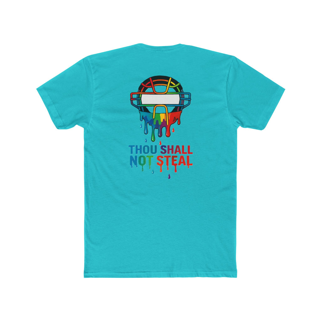 'Drippy Thou Shall Not Steel' Colorful Graphic Tee, Unisex Cotton Crew, Fun Statement Shirt, Comfortable Casual Wear, Sports Theme Tee, Gift Idea for All