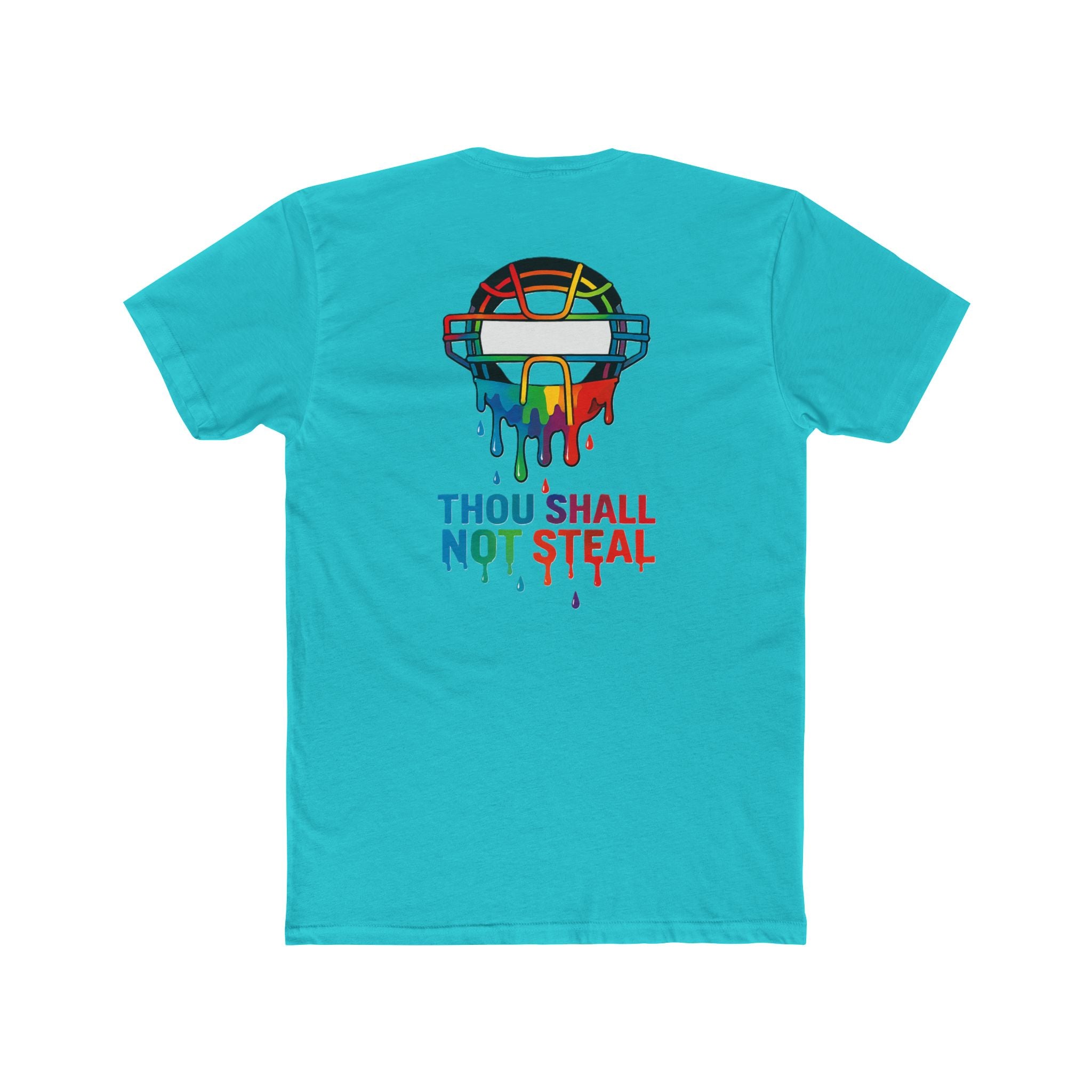 'Drippy Thou Shall Not Steel' Colorful Graphic Tee, Unisex Cotton Crew, Fun Statement Shirt, Comfortable Casual Wear, Sports Theme Tee, Gift Idea for All