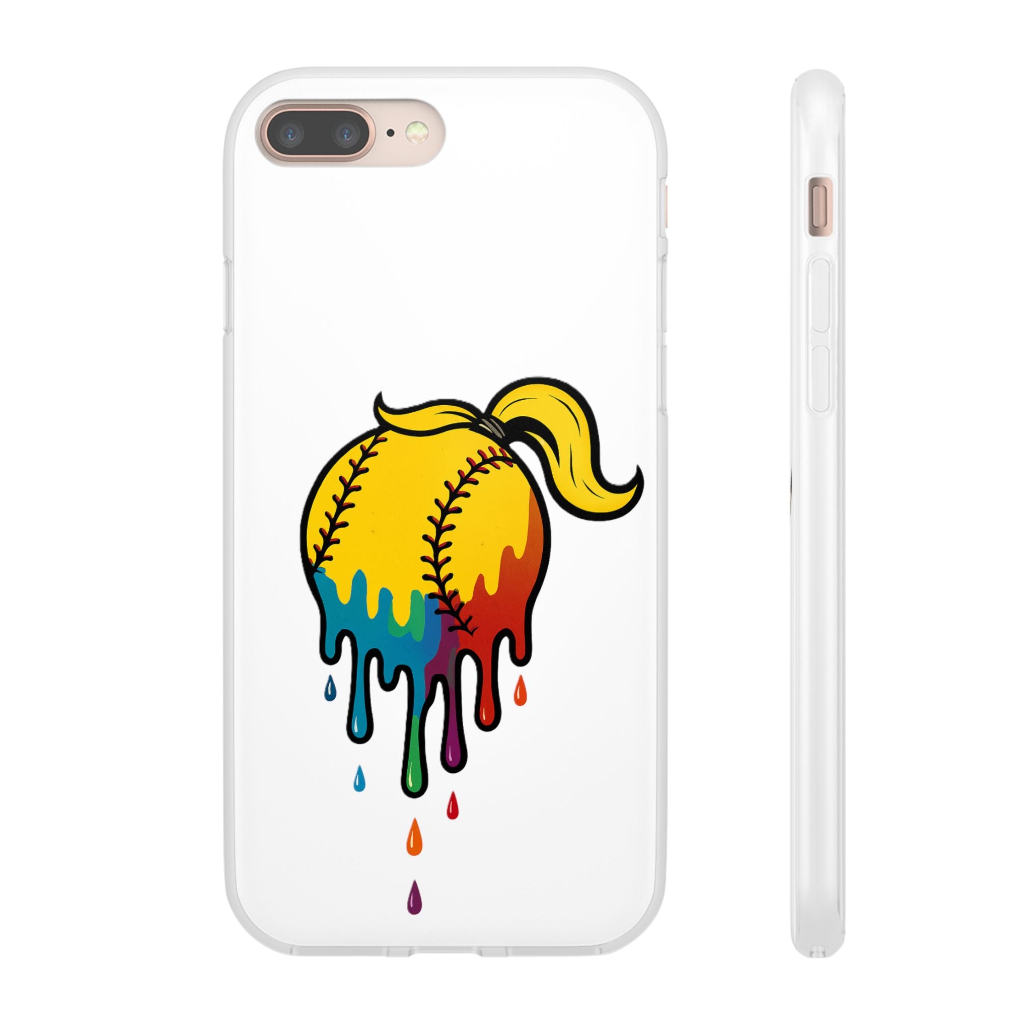 'Drippy' Colorful Baseball Flexi Case, Phone Cover for Softball Lovers, Sporty Gift for Athletes, Fun Accessory for Teens, Vibrant Custom Phone Shell