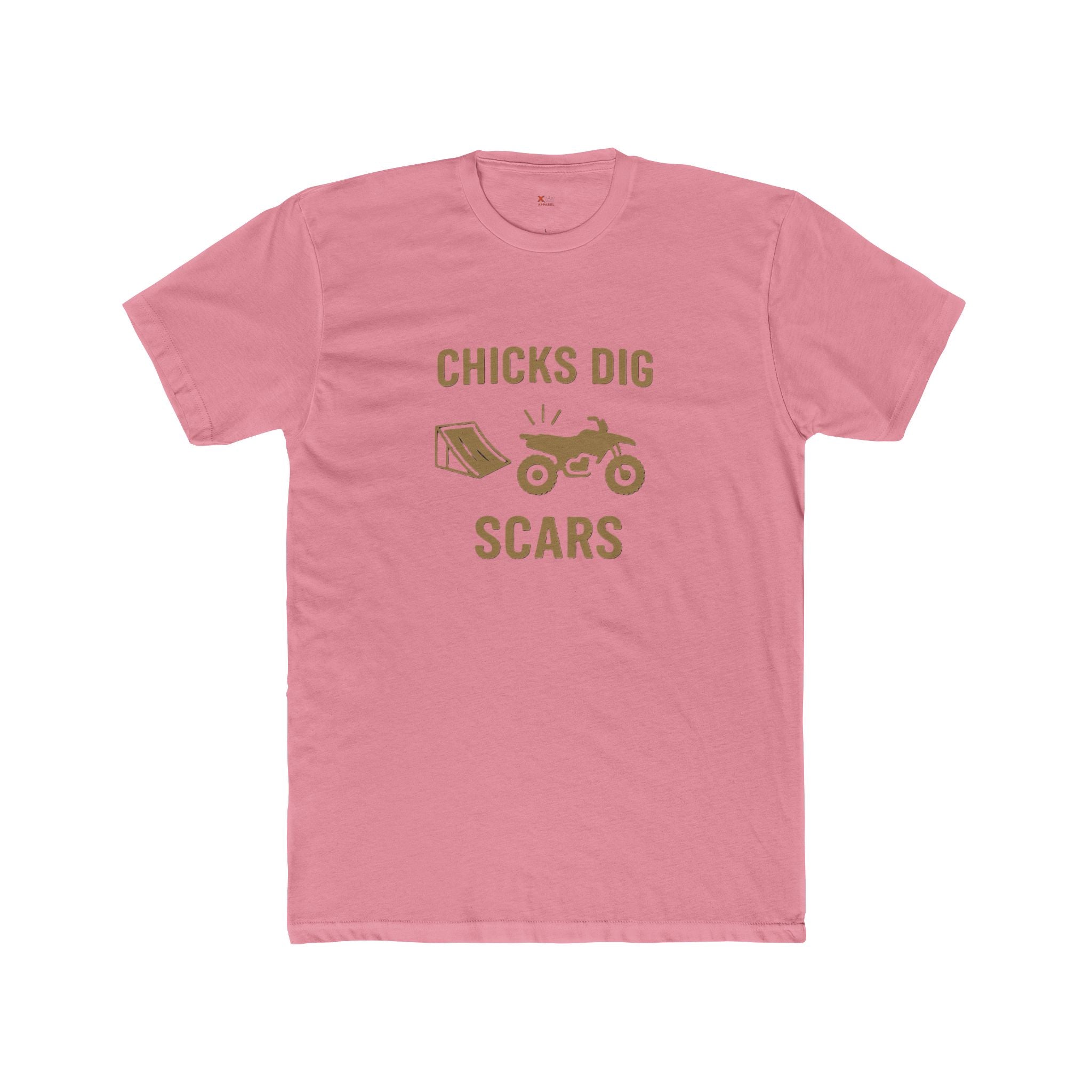 'Chicks Dig Scars Four-Wheeler' Unisex Cotton Crew Tee, Funny Graphic Shirt, Men's Gift Idea, Outdoor Adventure, Casual Wear, Motorcycle Lovers Tee