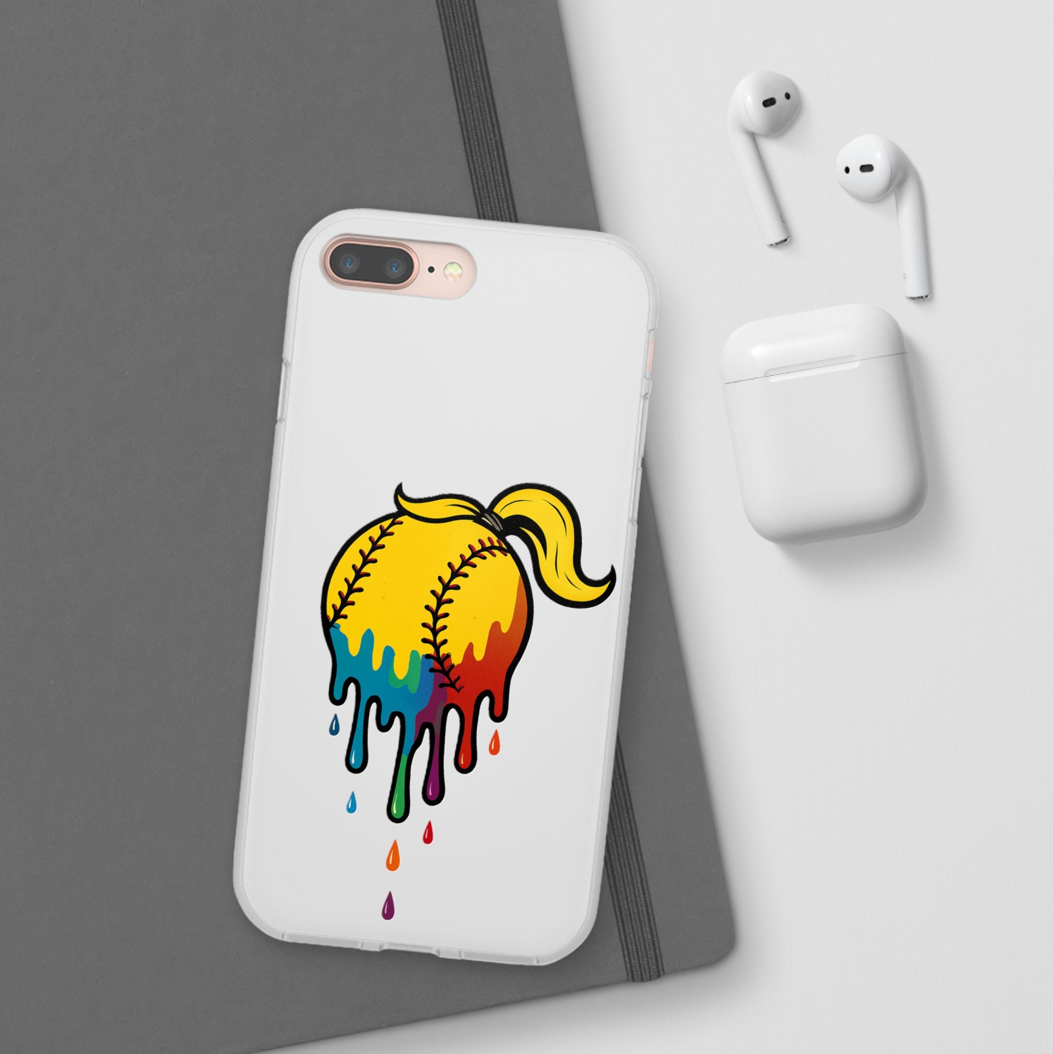 'Drippy' Colorful Baseball Flexi Case, Phone Cover for Softball Lovers, Sporty Gift for Athletes, Fun Accessory for Teens, Vibrant Custom Phone Shell