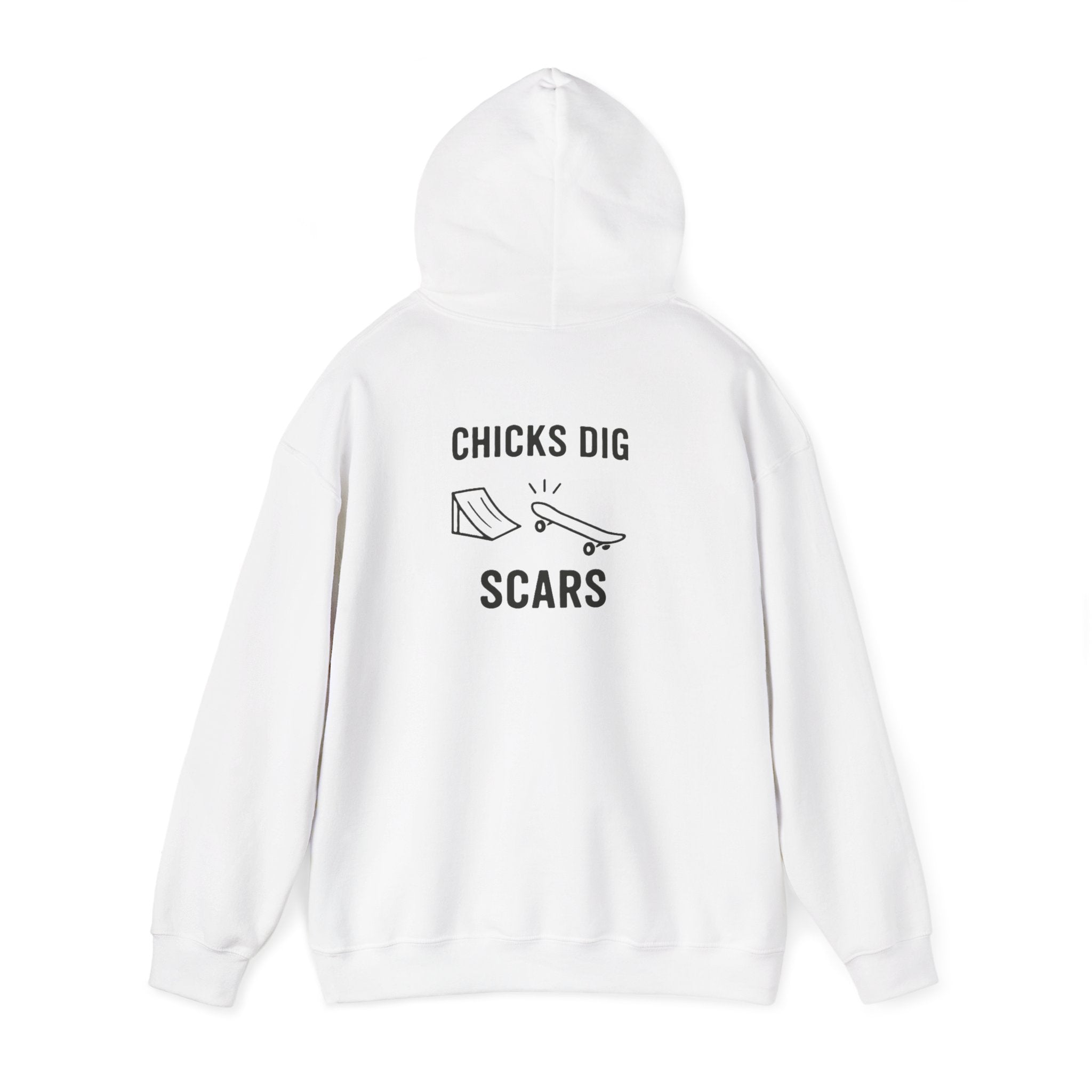 'Gen X Chicks Dig Scars Skateboard' Chic Streetwear Hoodie, Unisex Heavy Blend Sweatshirt, Skateboard Fashion, Gift for Skate Enthusiasts, Casual Wear, Everyday Style