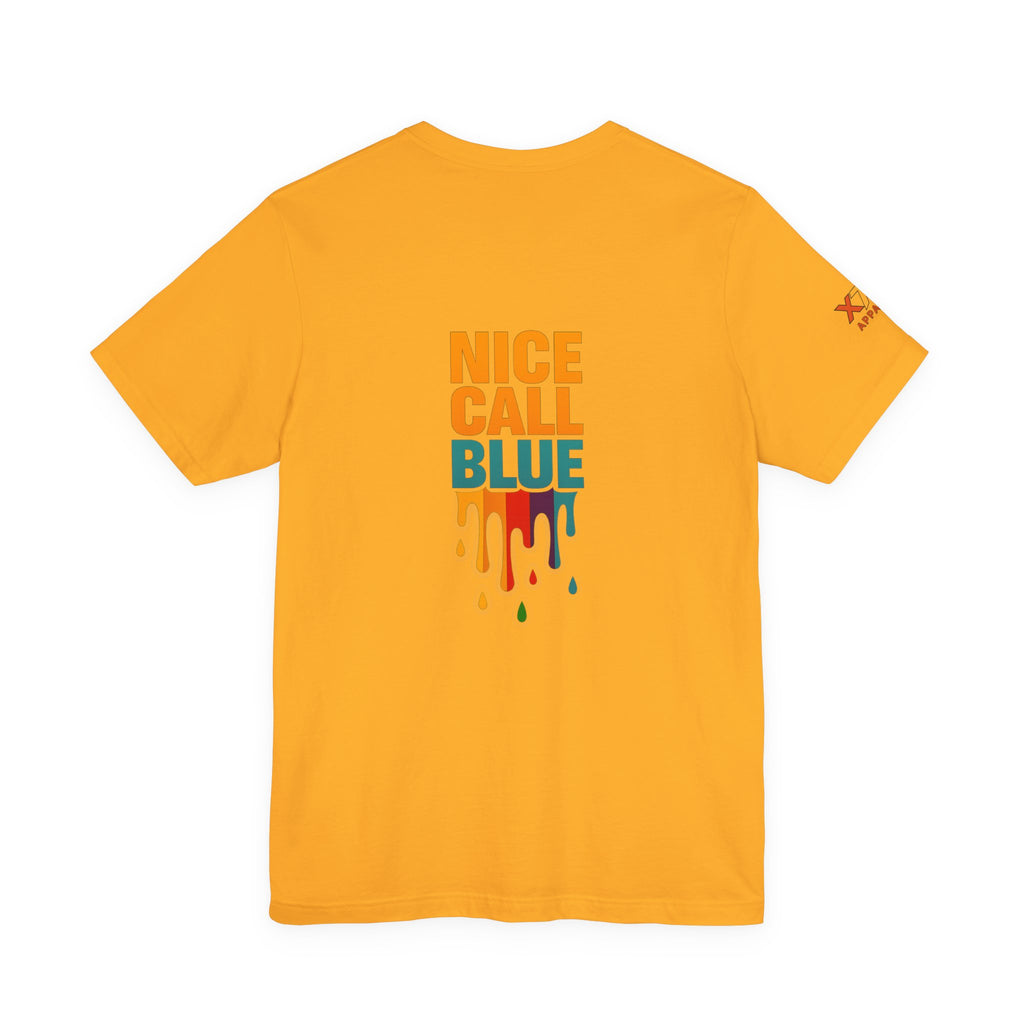 Nice Call Blue Drippy Cool Graphic Tee for Casual Vibes, Perfect for Everyday Wear, Music Festivals, Birthdays, Summer Outings, Unisex Style