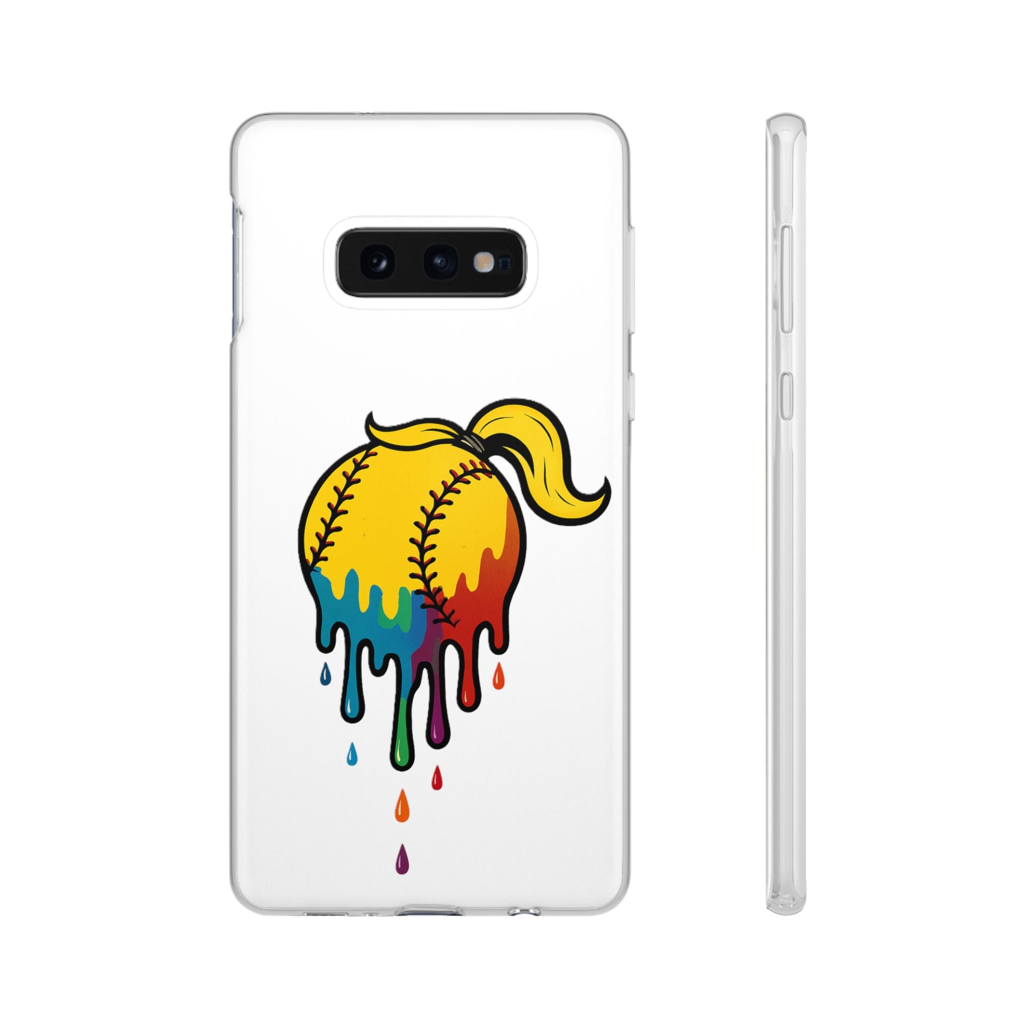 'Drippy' Colorful Baseball Flexi Case, Phone Cover for Softball Lovers, Sporty Gift for Athletes, Fun Accessory for Teens, Vibrant Custom Phone Shell