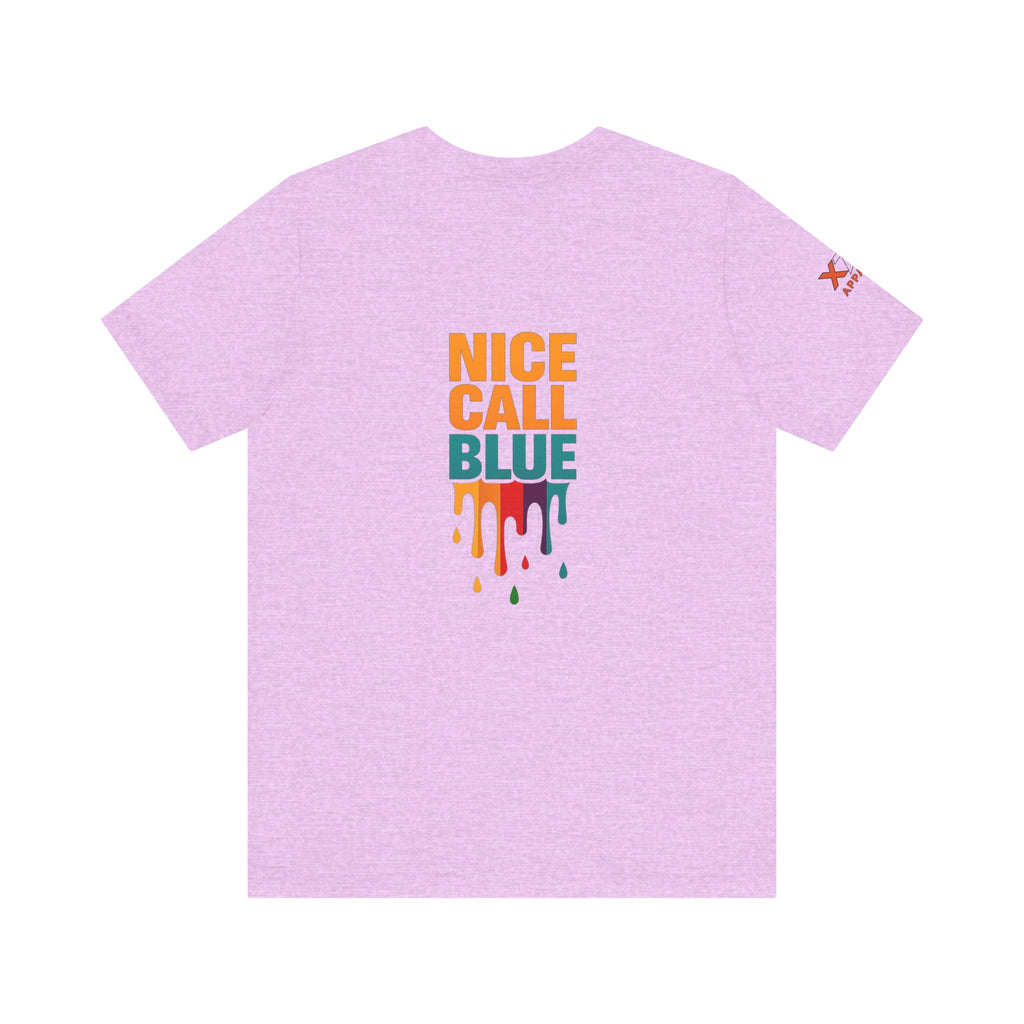 Nice Call Blue Drippy Cool Graphic Tee for Casual Vibes, Perfect for Everyday Wear, Music Festivals, Birthdays, Summer Outings, Unisex Style