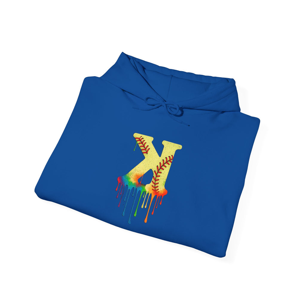 Softball Strikeout Drippy 2 Design Unisex Heavy Blend Hoodie, Perfect for Casual Wear, Street Style, Gifts, Festivals, Cozy Comfort