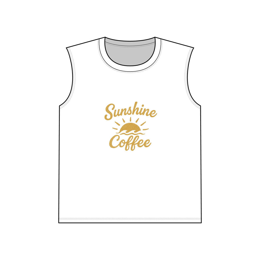 Sunshine Coffee Muscle Tank, Summer Vibes Shirt, Unisex Workout Top, Gift for Coffee Lovers, Vacation Wear, Casual Graphic Tee