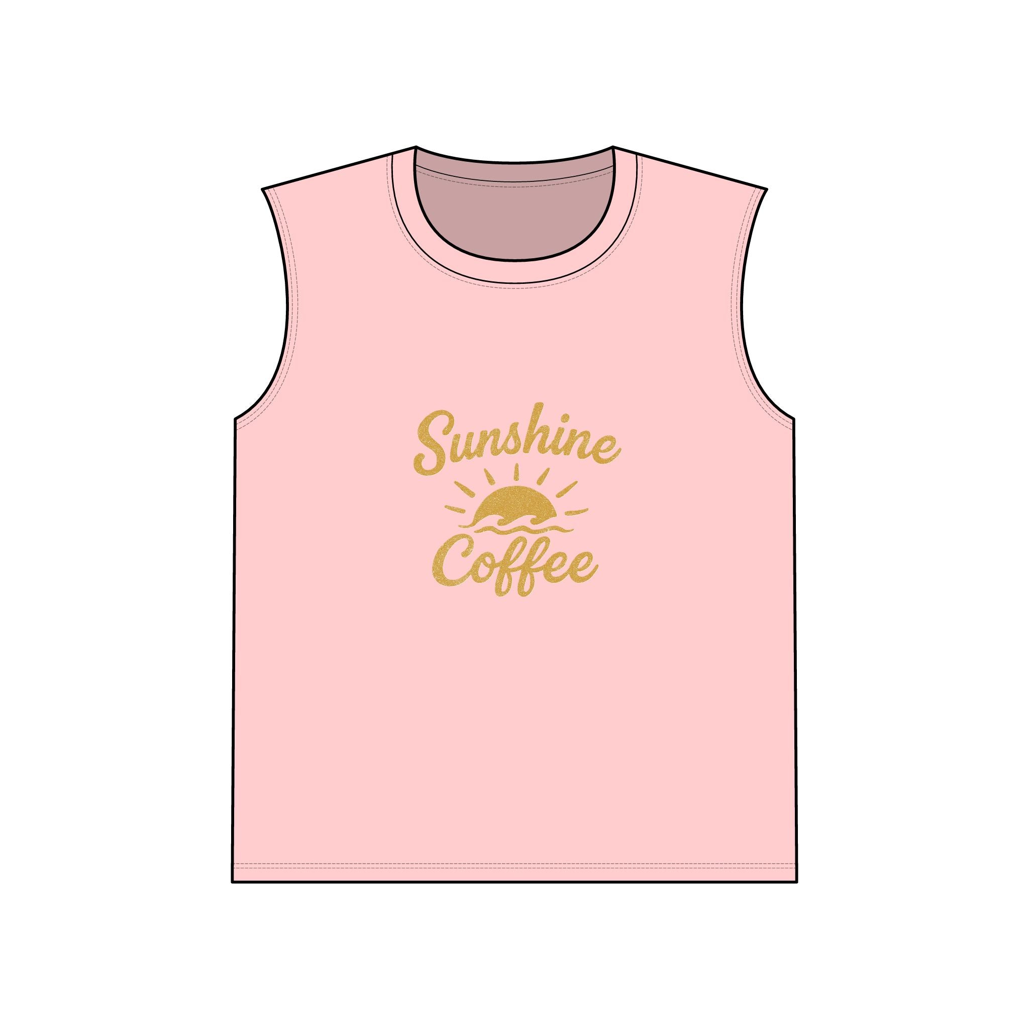 Sunshine Coffee Muscle Tank, Summer Vibes Shirt, Unisex Workout Top, Gift for Coffee Lovers, Vacation Wear, Casual Graphic Tee