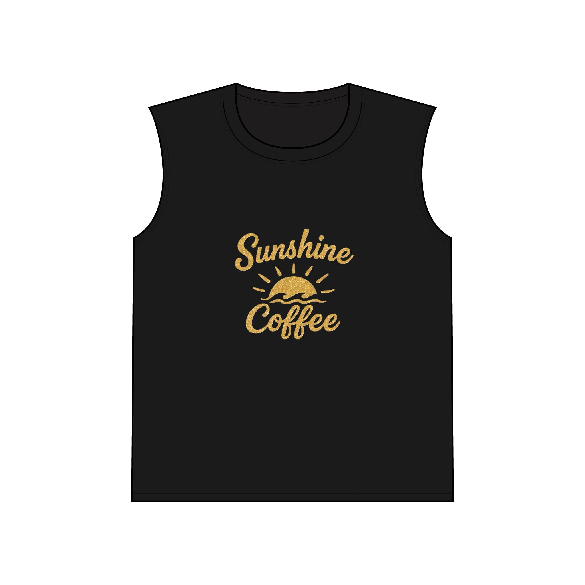 Sunshine Coffee Muscle Tank, Summer Vibes Shirt, Unisex Workout Top, Gift for Coffee Lovers, Vacation Wear, Casual Graphic Tee