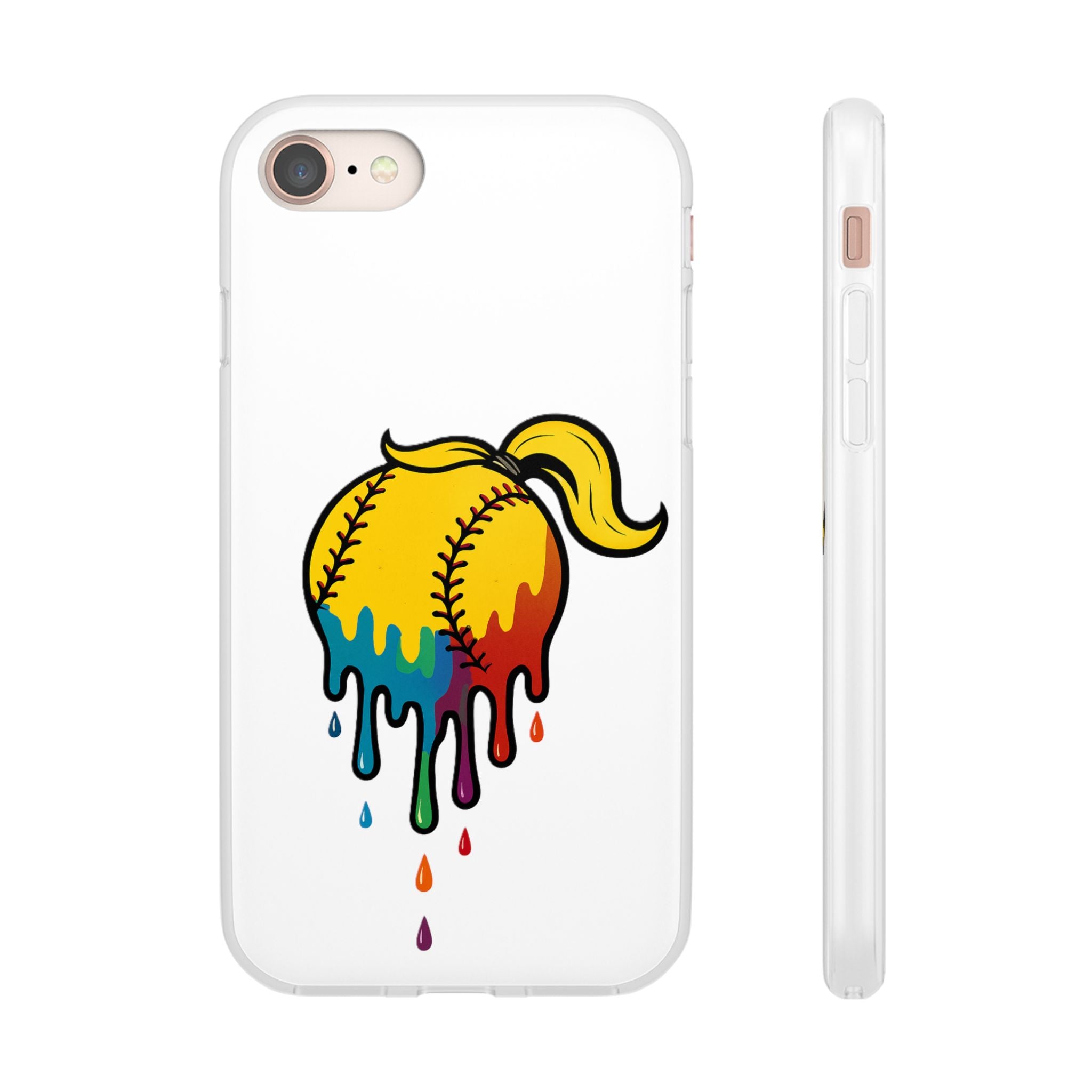 'Drippy' Colorful Baseball Flexi Case, Phone Cover for Softball Lovers, Sporty Gift for Athletes, Fun Accessory for Teens, Vibrant Custom Phone Shell
