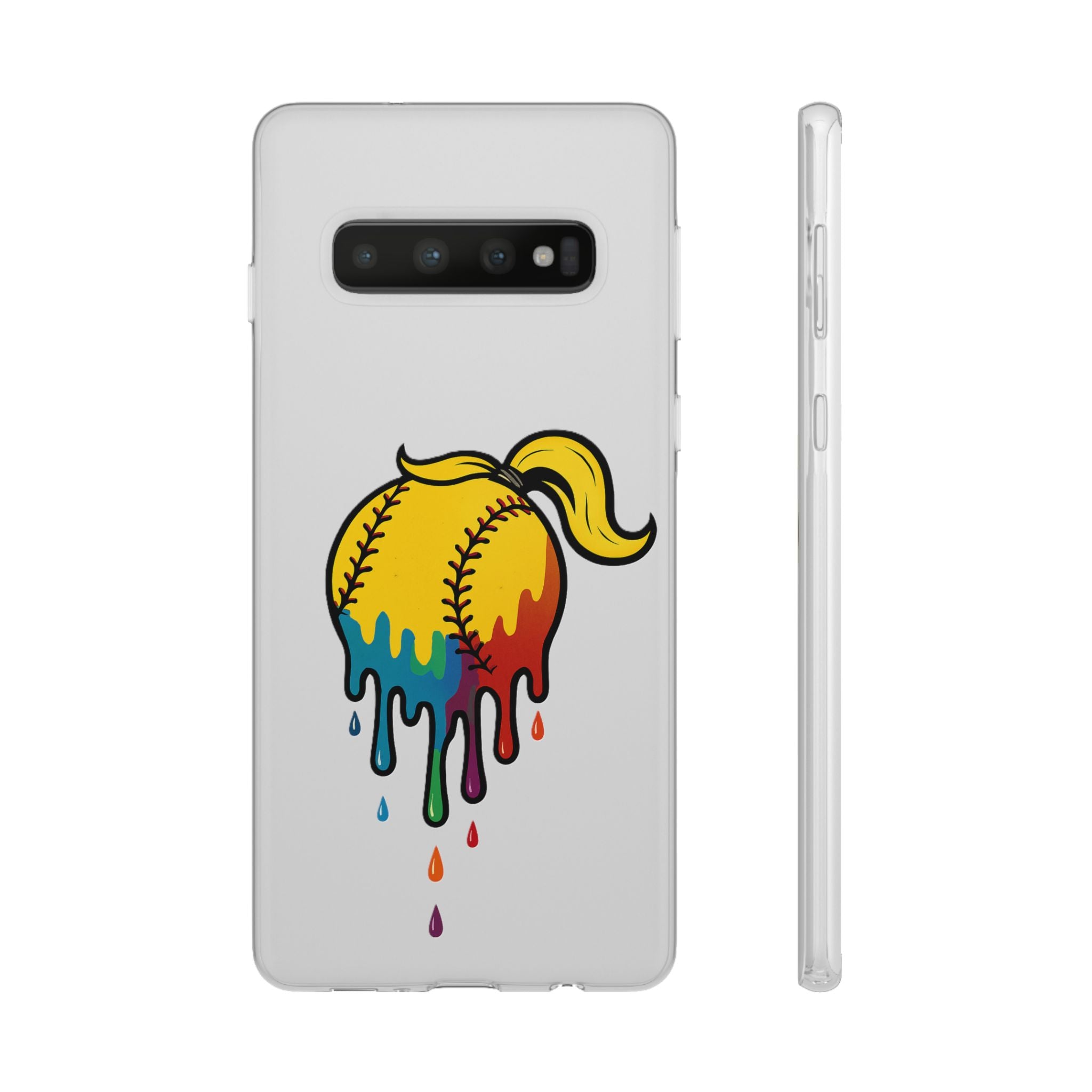 'Drippy' Colorful Baseball Flexi Case, Phone Cover for Softball Lovers, Sporty Gift for Athletes, Fun Accessory for Teens, Vibrant Custom Phone Shell