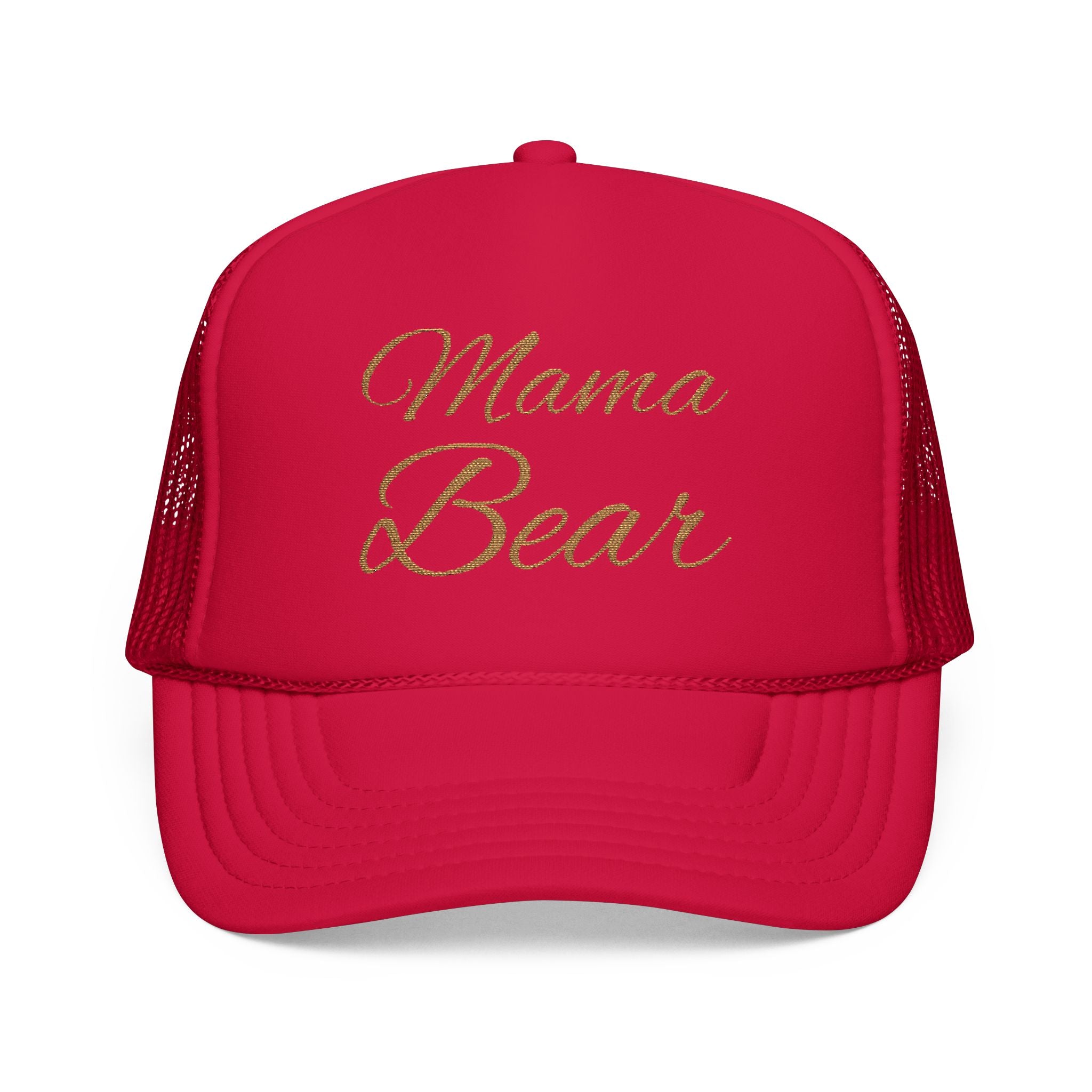Mama Bear Foam Trucker Hat, Embroidered Gift for Moms, Trendy Summer Accessory, Cute Casual Wear, Parenting Celebrations, Outdoor Events
