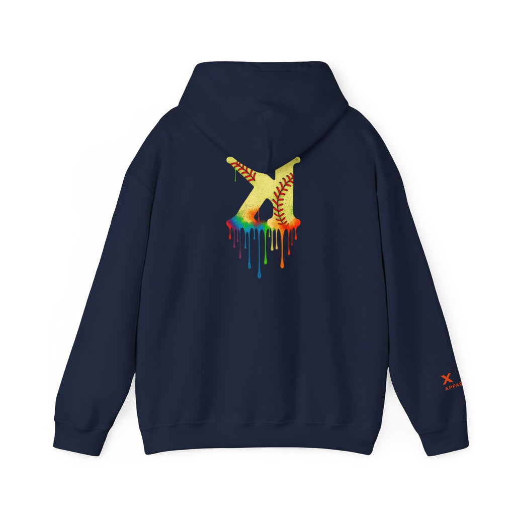Softball Strikeout Drippy Paint Hoodie, Unisex Sweatshirt, Artistic Gift, Streetwear Style, Comfortable Casual Wear, Unique Hooded Top