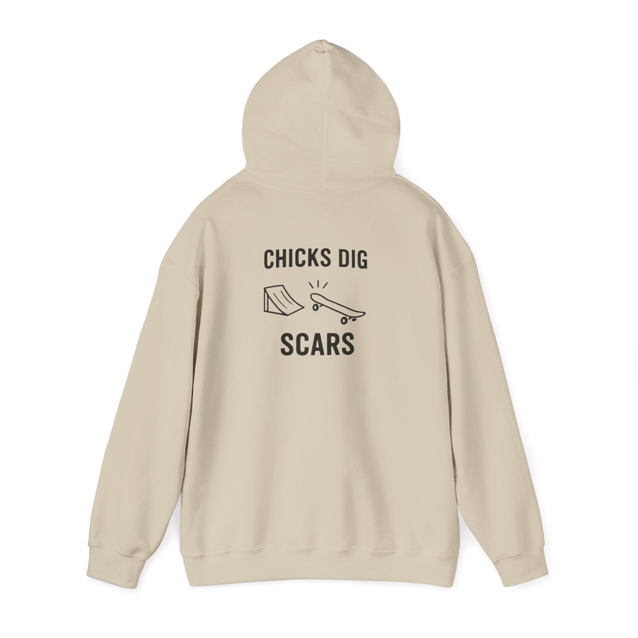 'Gen X Chicks Dig Scars Skateboard' Chic Streetwear Hoodie, Unisex Heavy Blend Sweatshirt, Skateboard Fashion, Gift for Skate Enthusiasts, Casual Wear, Everyday Style