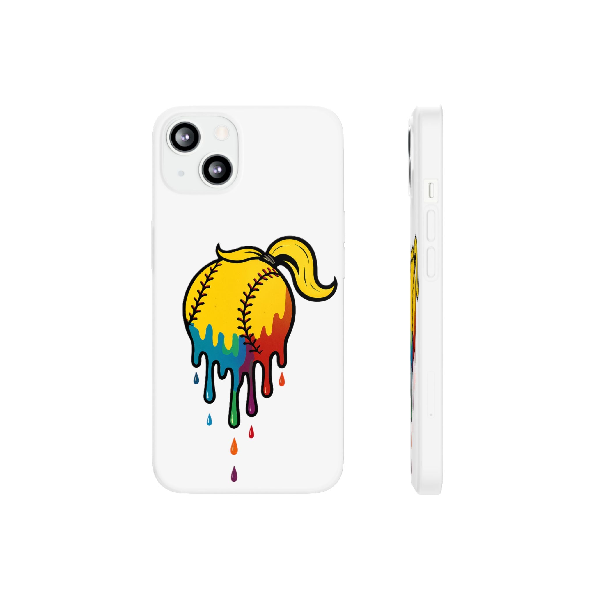 'Drippy' Colorful Baseball Flexi Case, Phone Cover for Softball Lovers, Sporty Gift for Athletes, Fun Accessory for Teens, Vibrant Custom Phone Shell