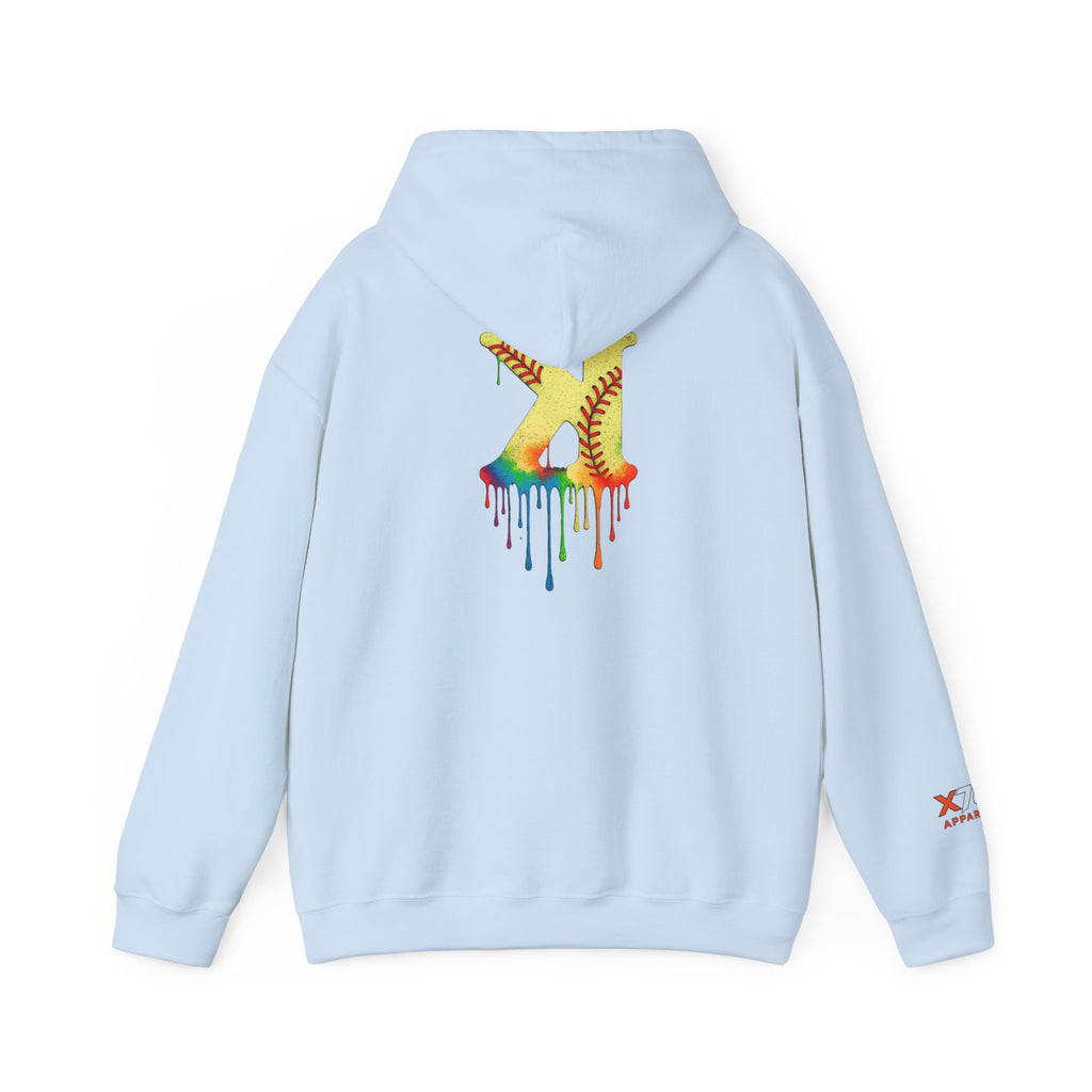 Softball Strikeout Drippy Paint Hoodie, Unisex Sweatshirt, Artistic Gift, Streetwear Style, Comfortable Casual Wear, Unique Hooded Top