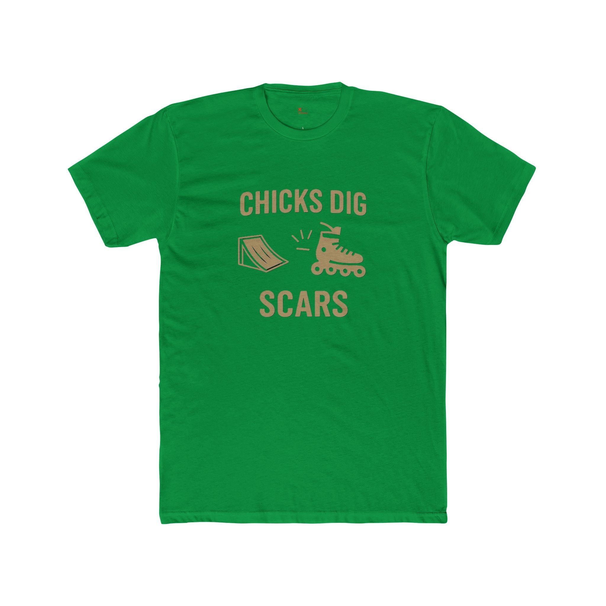 'Chicks Dig Scars Rollerblades' Unisex Cotton Crew Tee, Fun Graphic Tee, Roller Derby Shirt, Gift for Skaters, Casualwear, Quirky Humor Tee