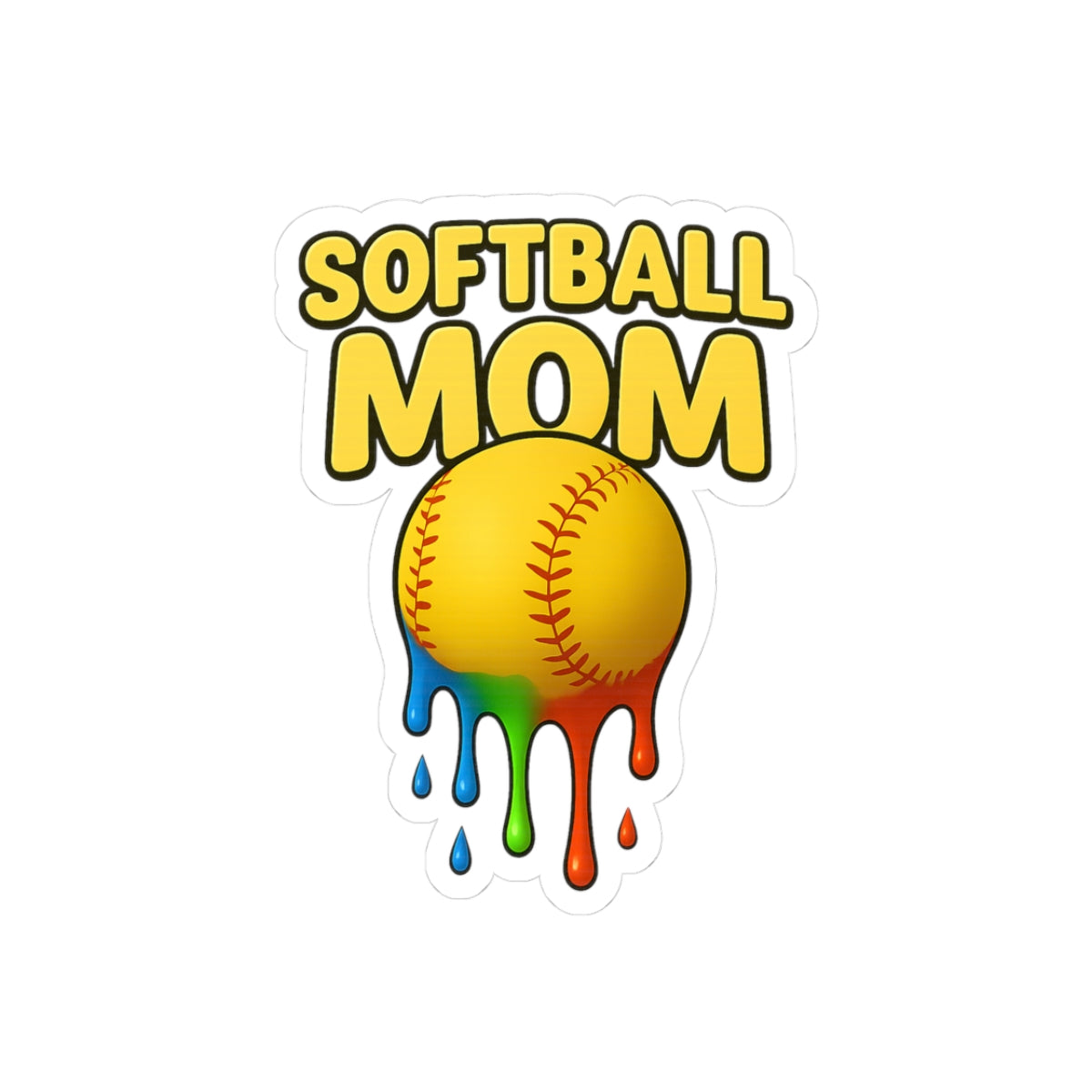 Drippy Colorful Softball Sticker