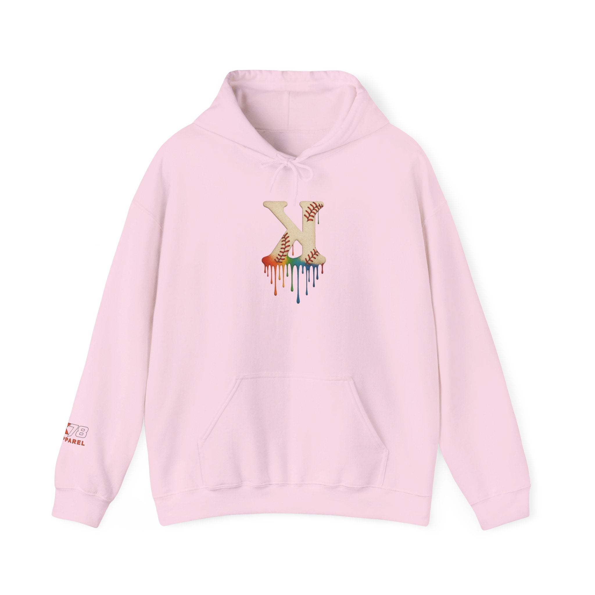 Baseball Strikeout Drippy Hoodie, Unisex Heavy Blend Sweatshirt, Trendy Streetwear, Casual Winter Outfit, Unique Gift for Art Lovers, Creative Apparel