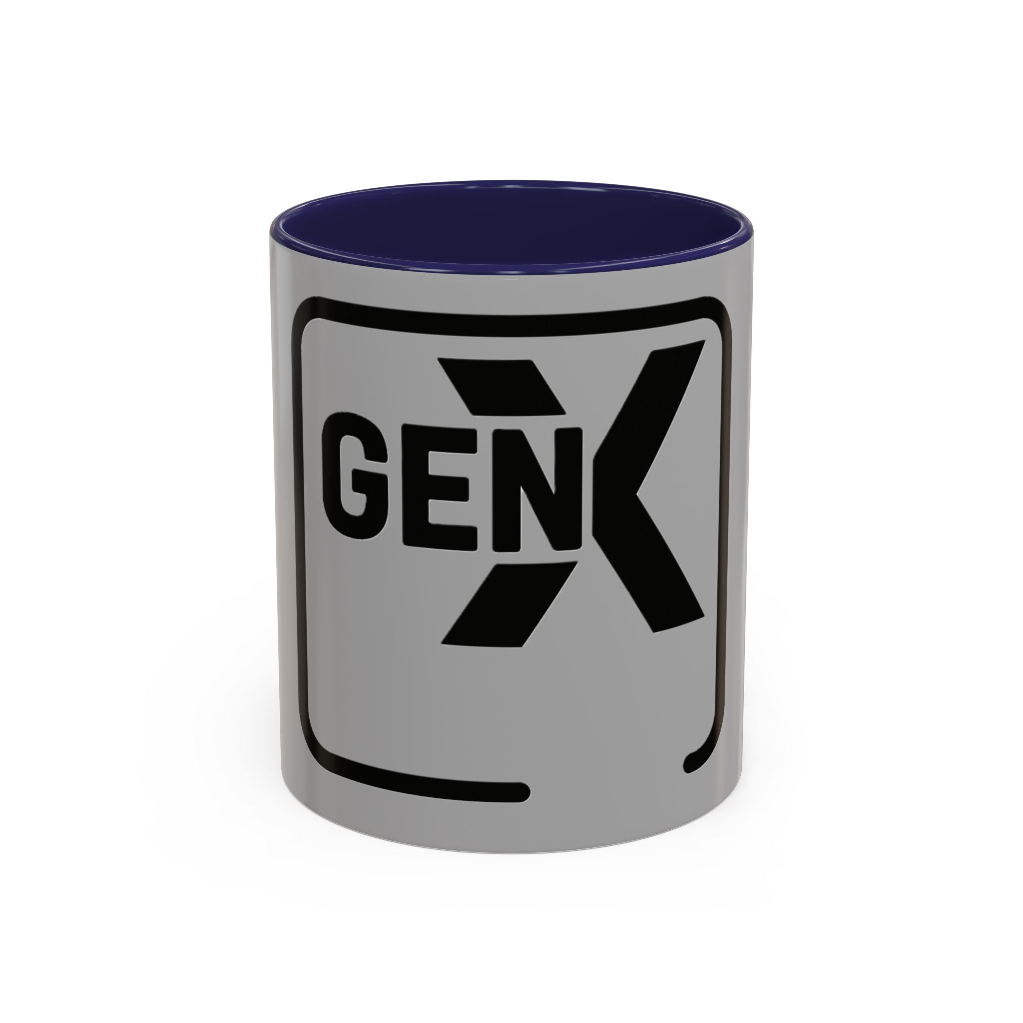 'Gen X' Accent Coffee Mug - Trendy Gift for Retro Lovers, Black and Gray Mug for Home Office, Vintage Style, Coffee Lover's Gift