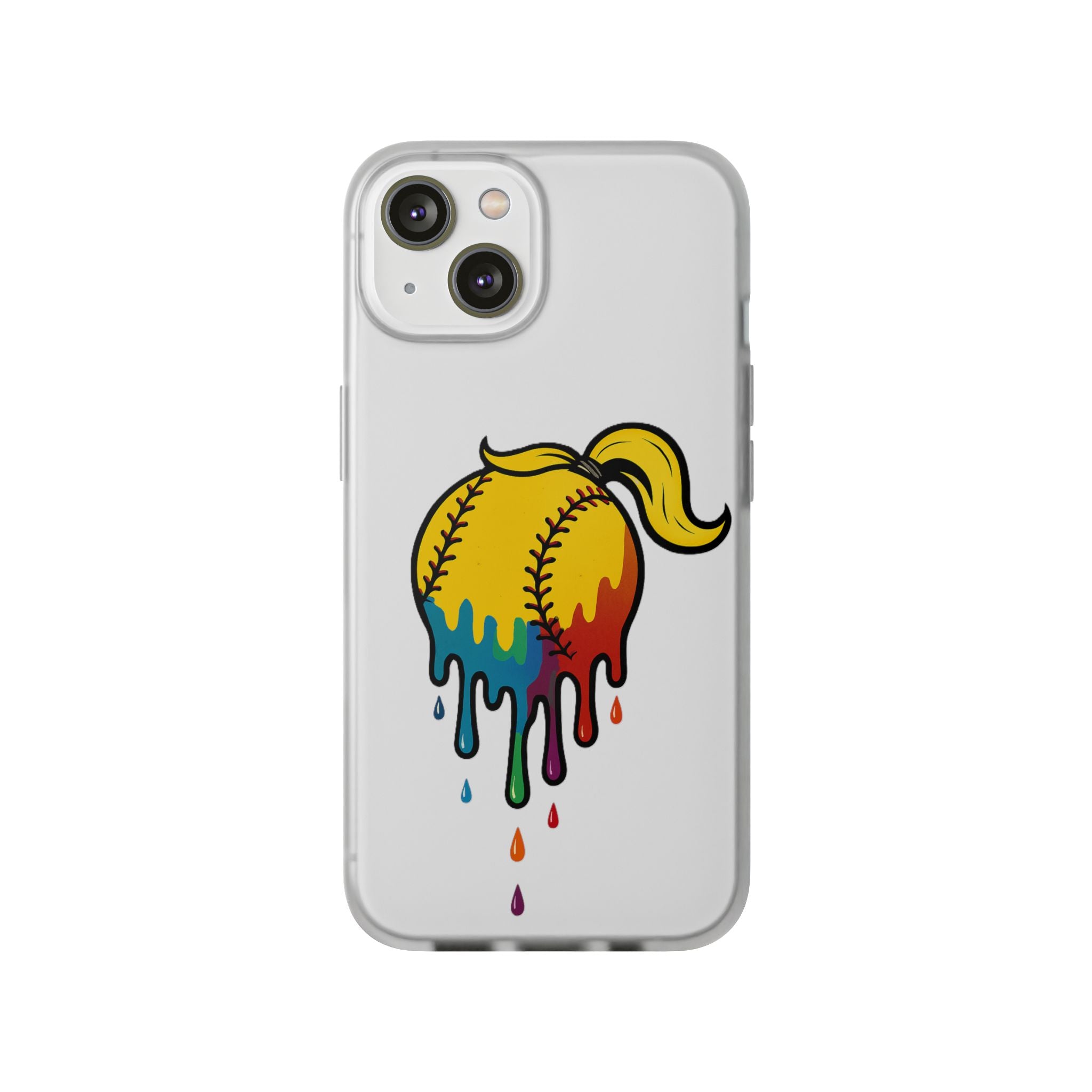 'Drippy' Colorful Baseball Flexi Case, Phone Cover for Softball Lovers, Sporty Gift for Athletes, Fun Accessory for Teens, Vibrant Custom Phone Shell