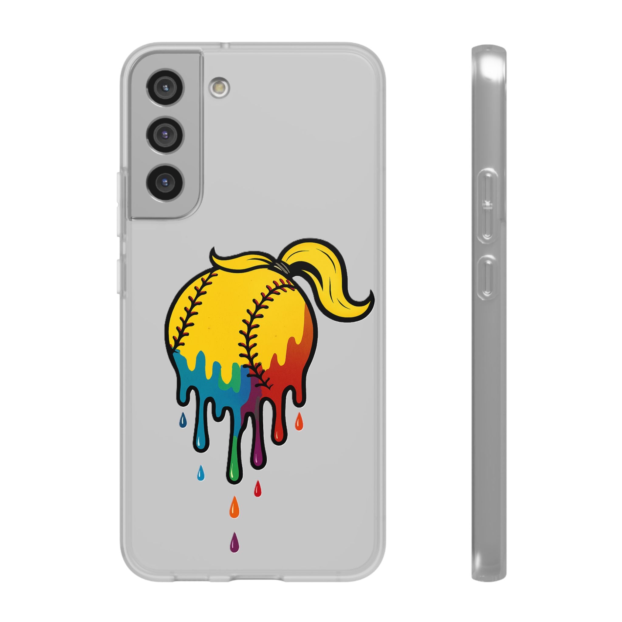 'Drippy' Colorful Baseball Flexi Case, Phone Cover for Softball Lovers, Sporty Gift for Athletes, Fun Accessory for Teens, Vibrant Custom Phone Shell