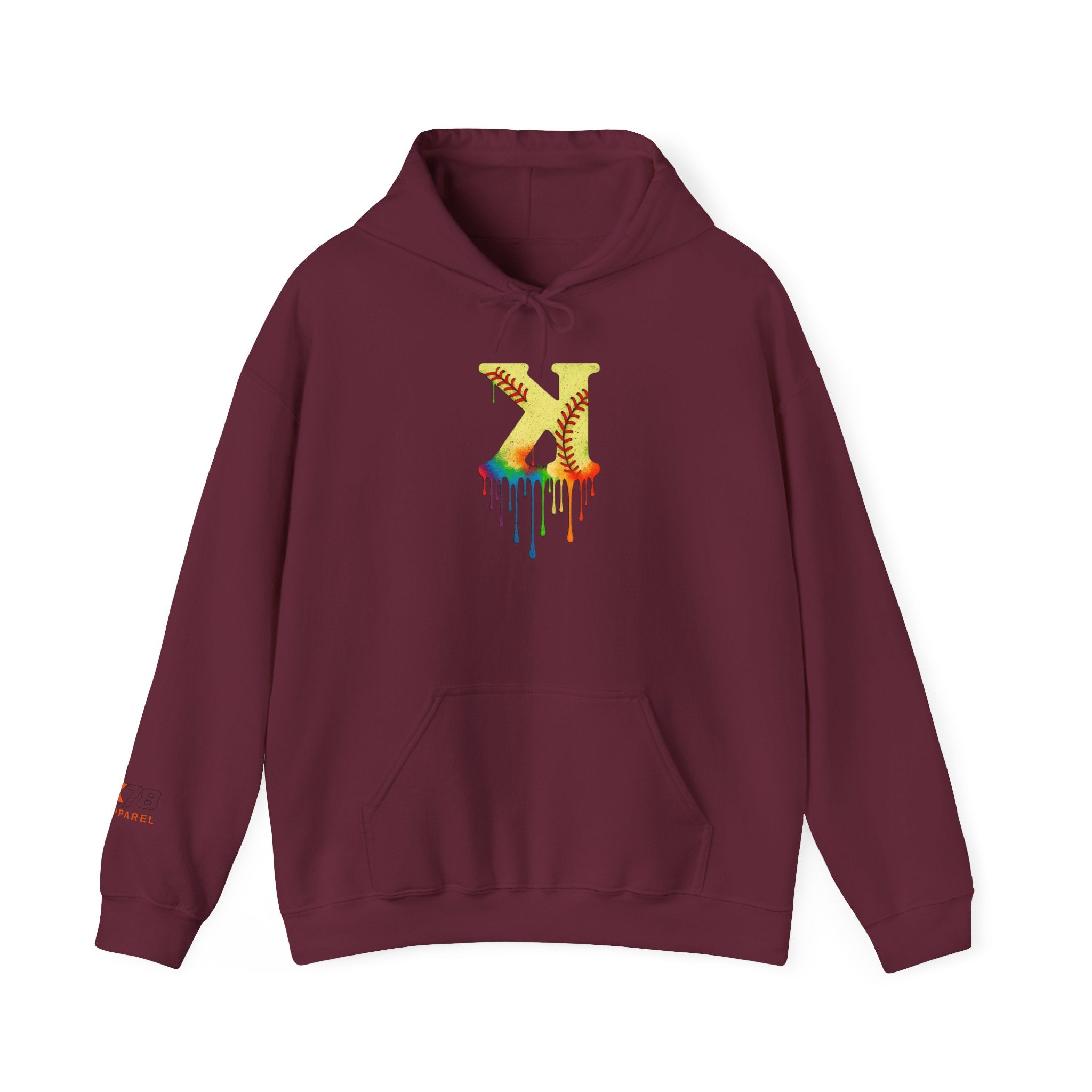 Softball Strikeout Drippy 2 Design Unisex Heavy Blend Hoodie, Perfect for Casual Wear, Street Style, Gifts, Festivals, Cozy Comfort