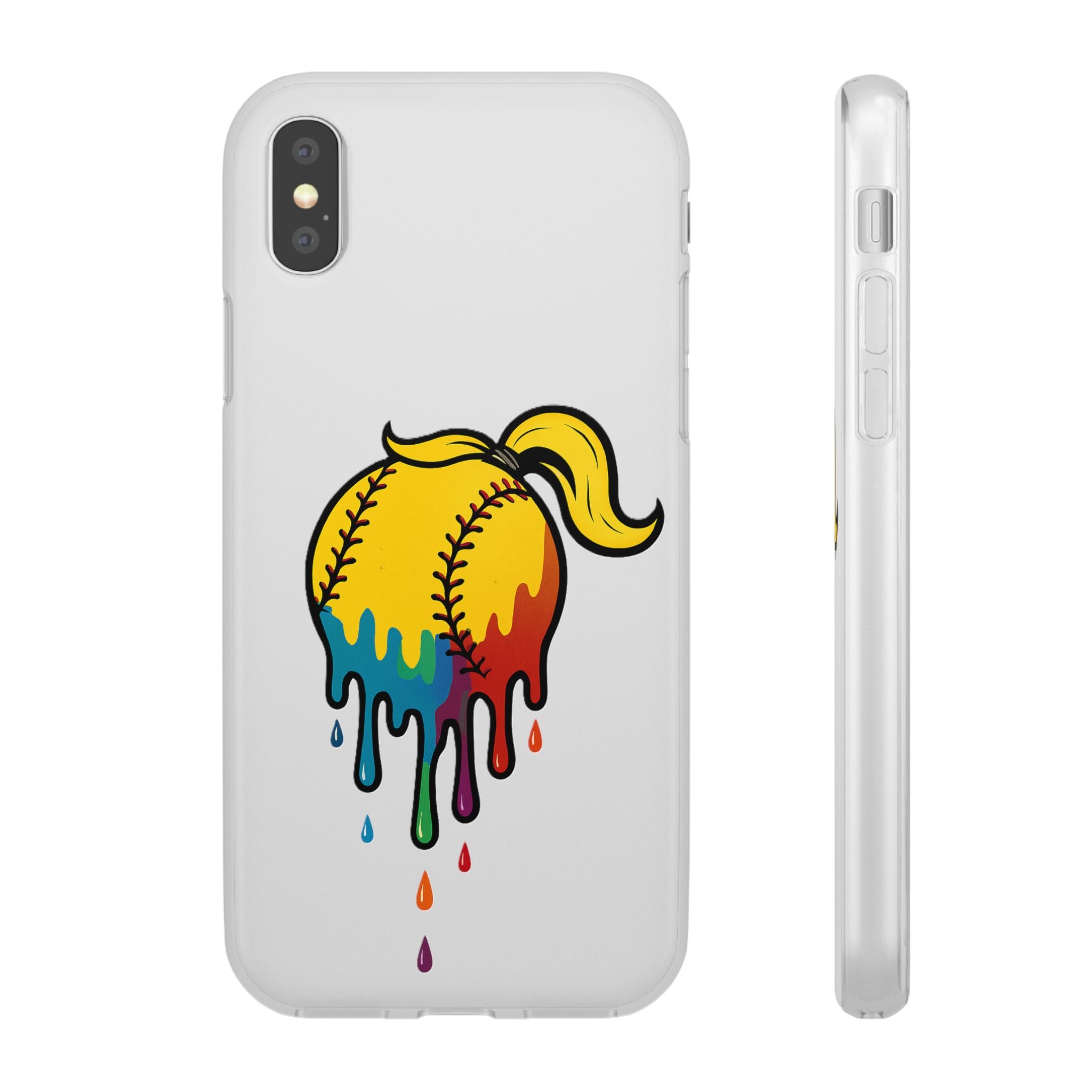 'Drippy' Colorful Baseball Flexi Case, Phone Cover for Softball Lovers, Sporty Gift for Athletes, Fun Accessory for Teens, Vibrant Custom Phone Shell